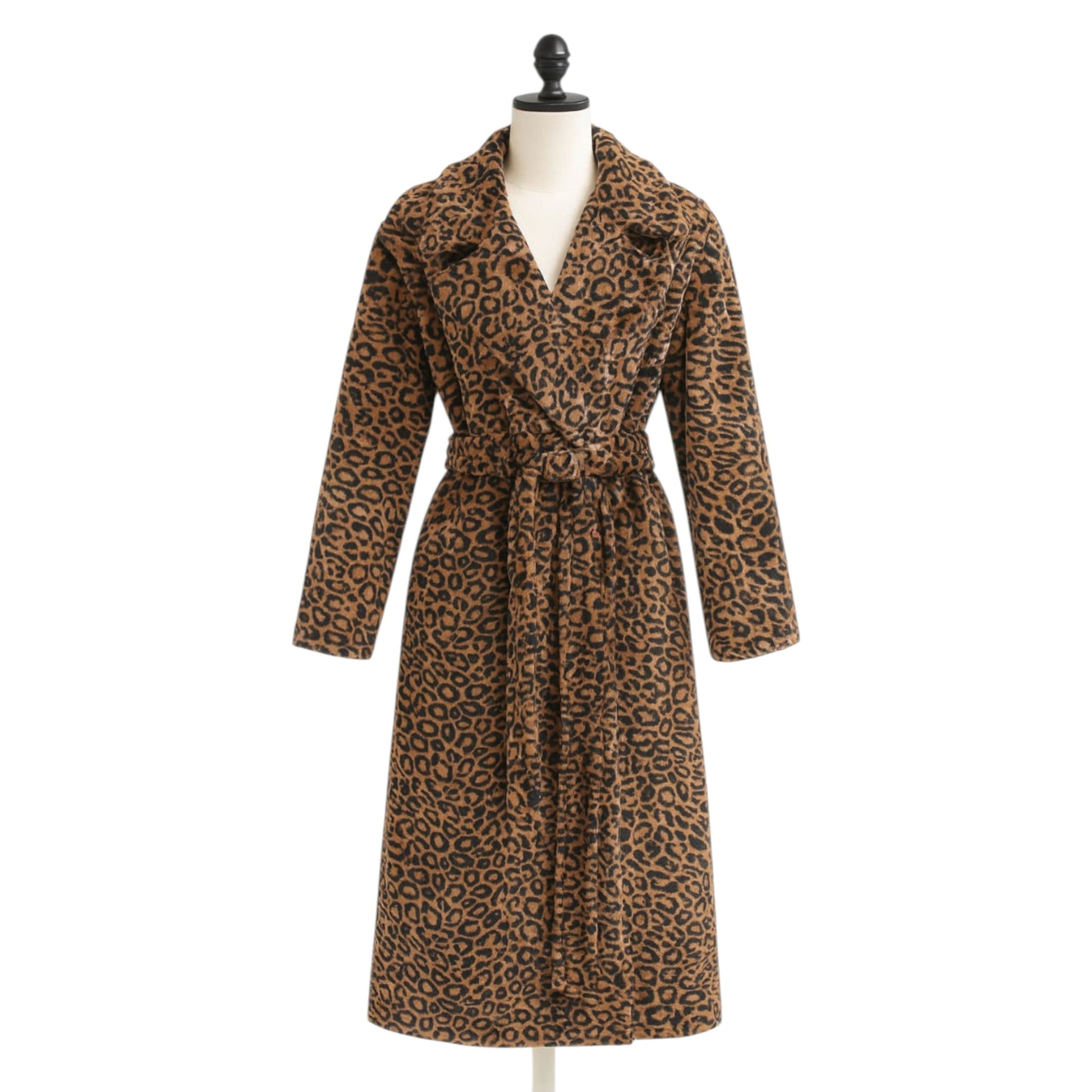 Women's Plain Faux Fur Robe&Belt,Tiger