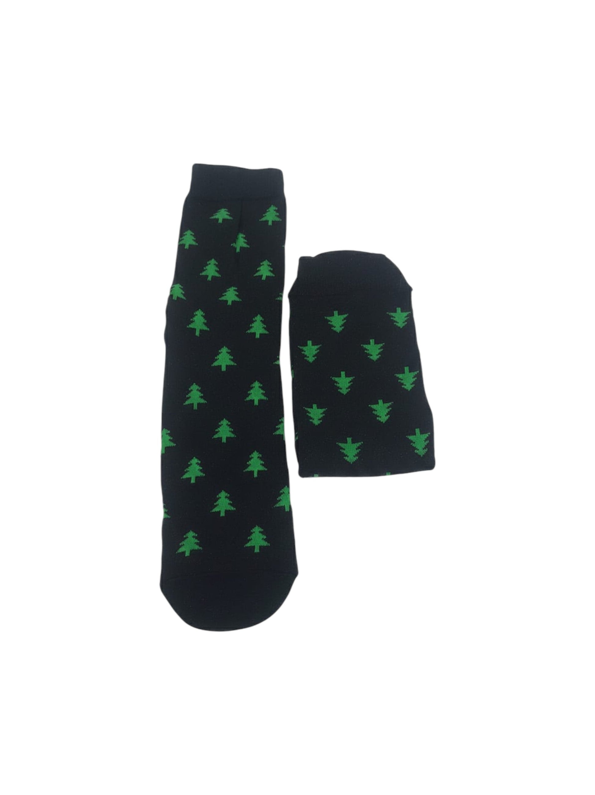 Women's Printed Knitted Socks,Black/Green