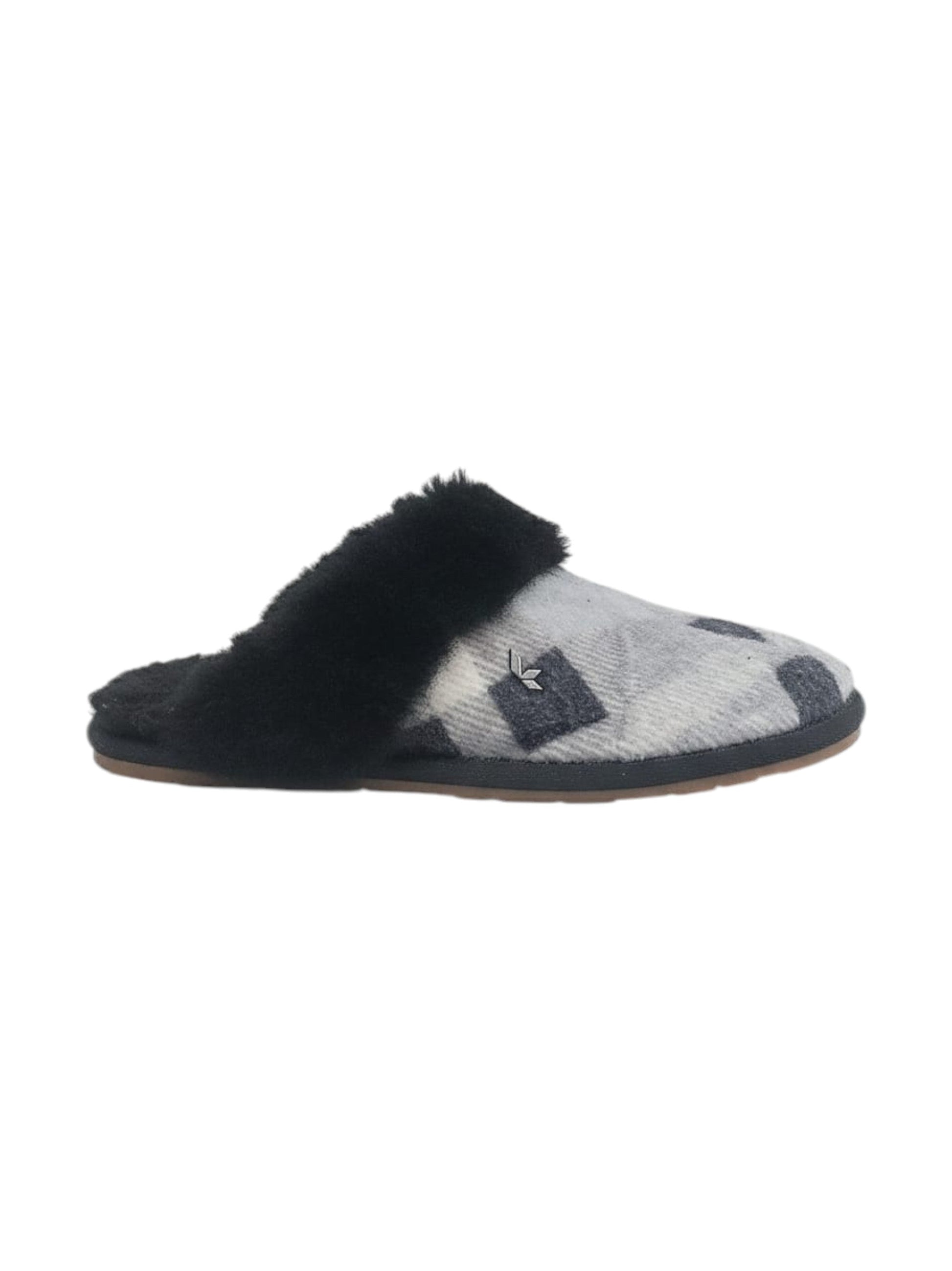 Women's Lined Slipper,Light Grey/Black