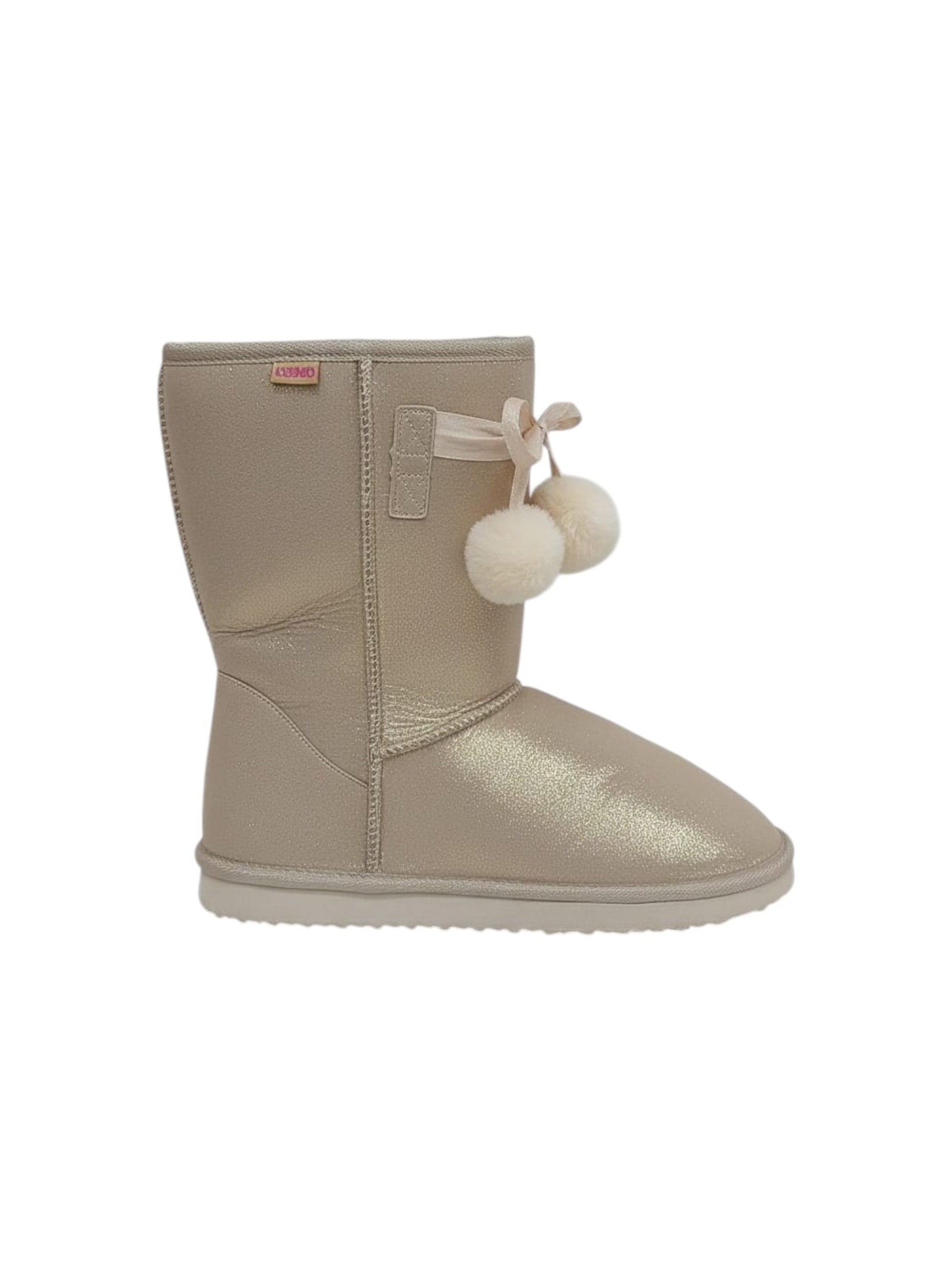 Women's Lined Shiny Ankle Boots,Gold