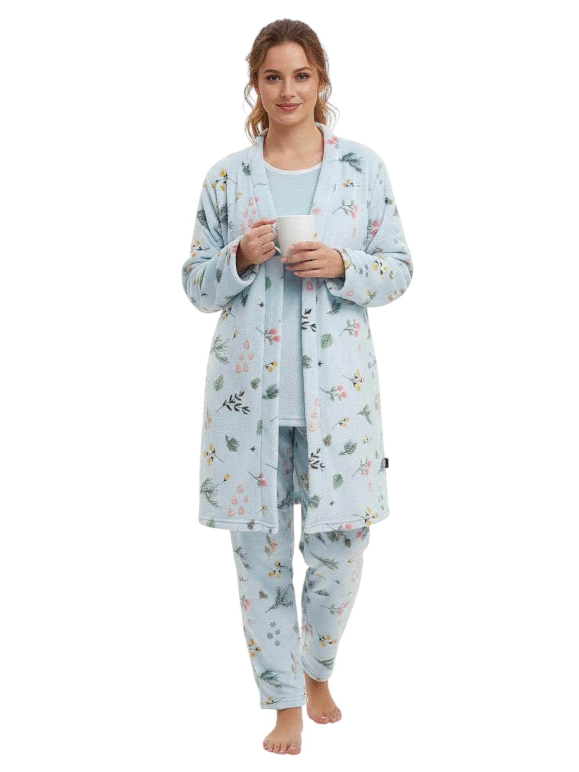 Women's Faux Fur Sleepwear Set,Blue