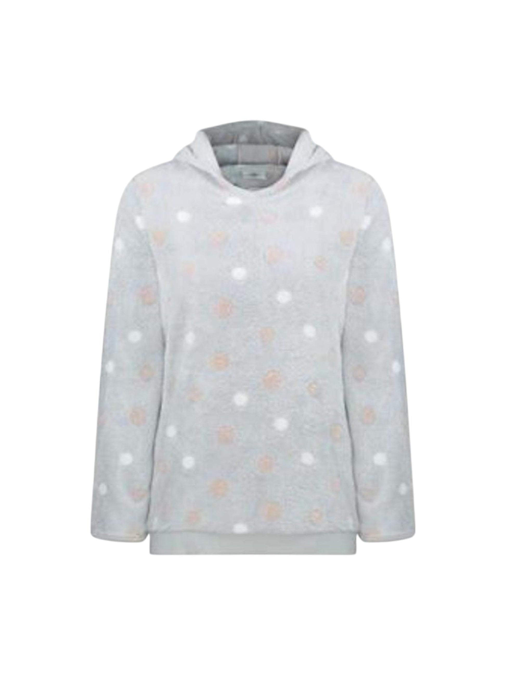 Women's Dotted Faux Fur Hoodie,Light Grey