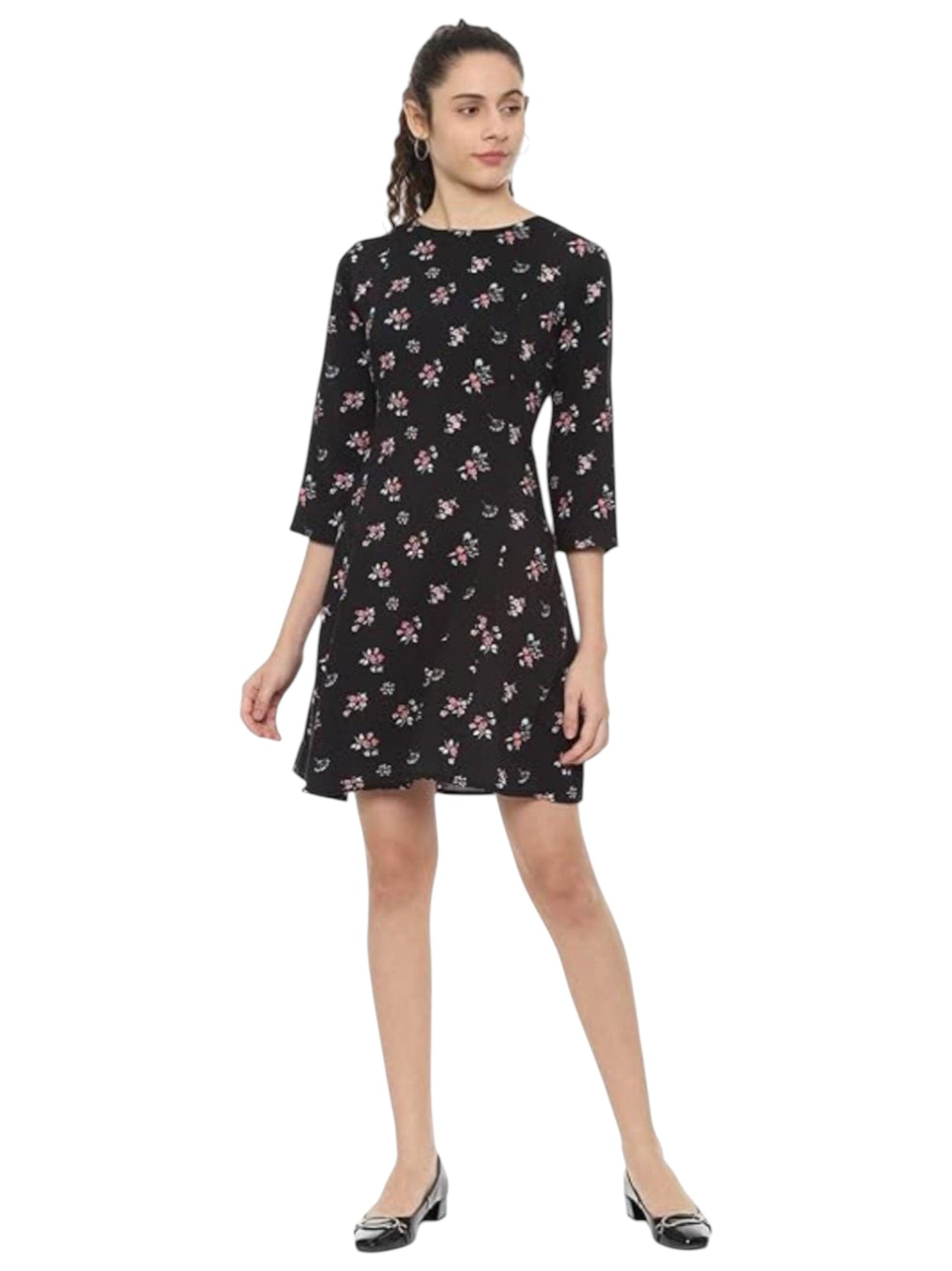 Women's Floral Printed Dress,Navy