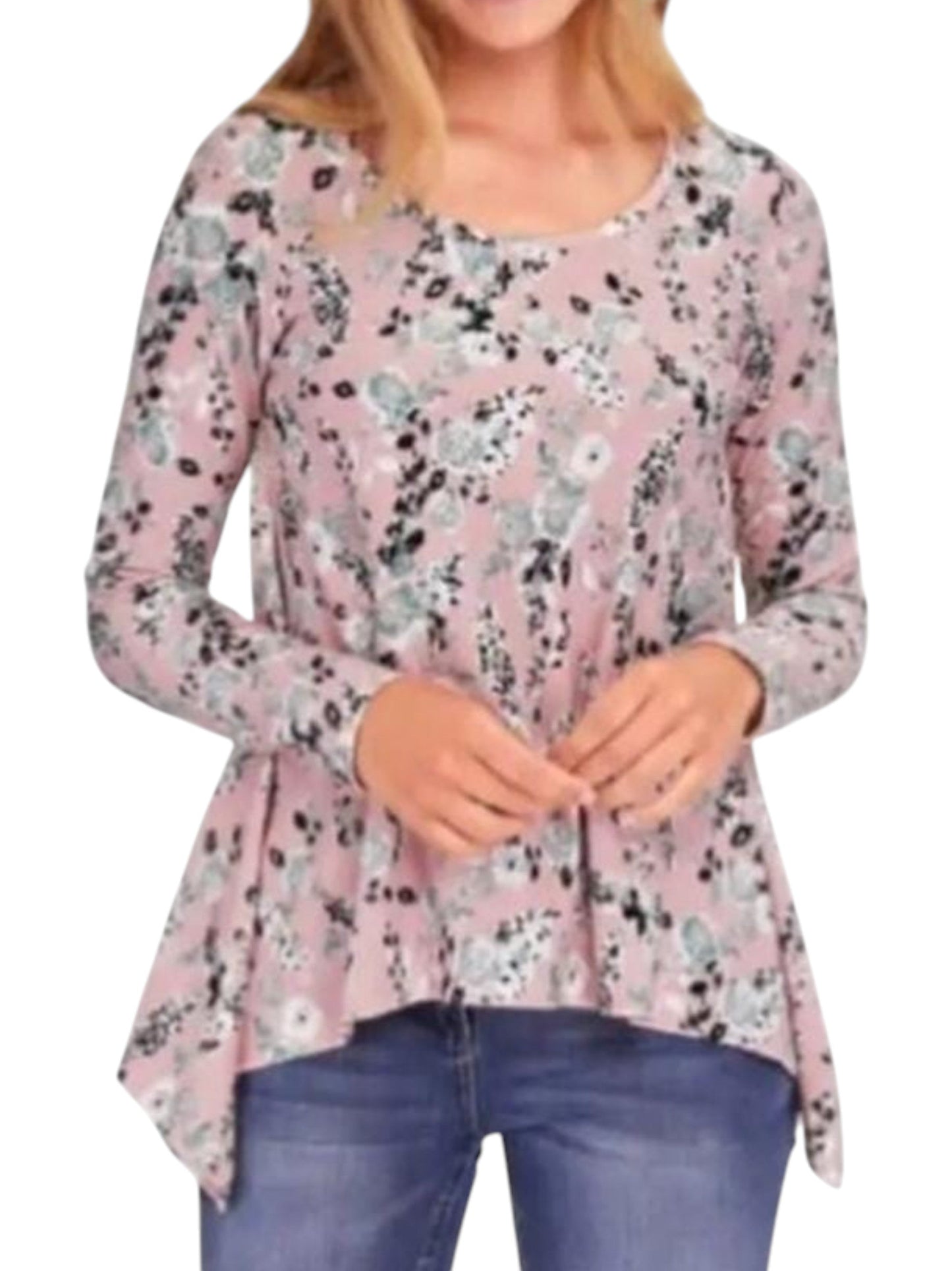 Women's Floral Printed Top,Peach