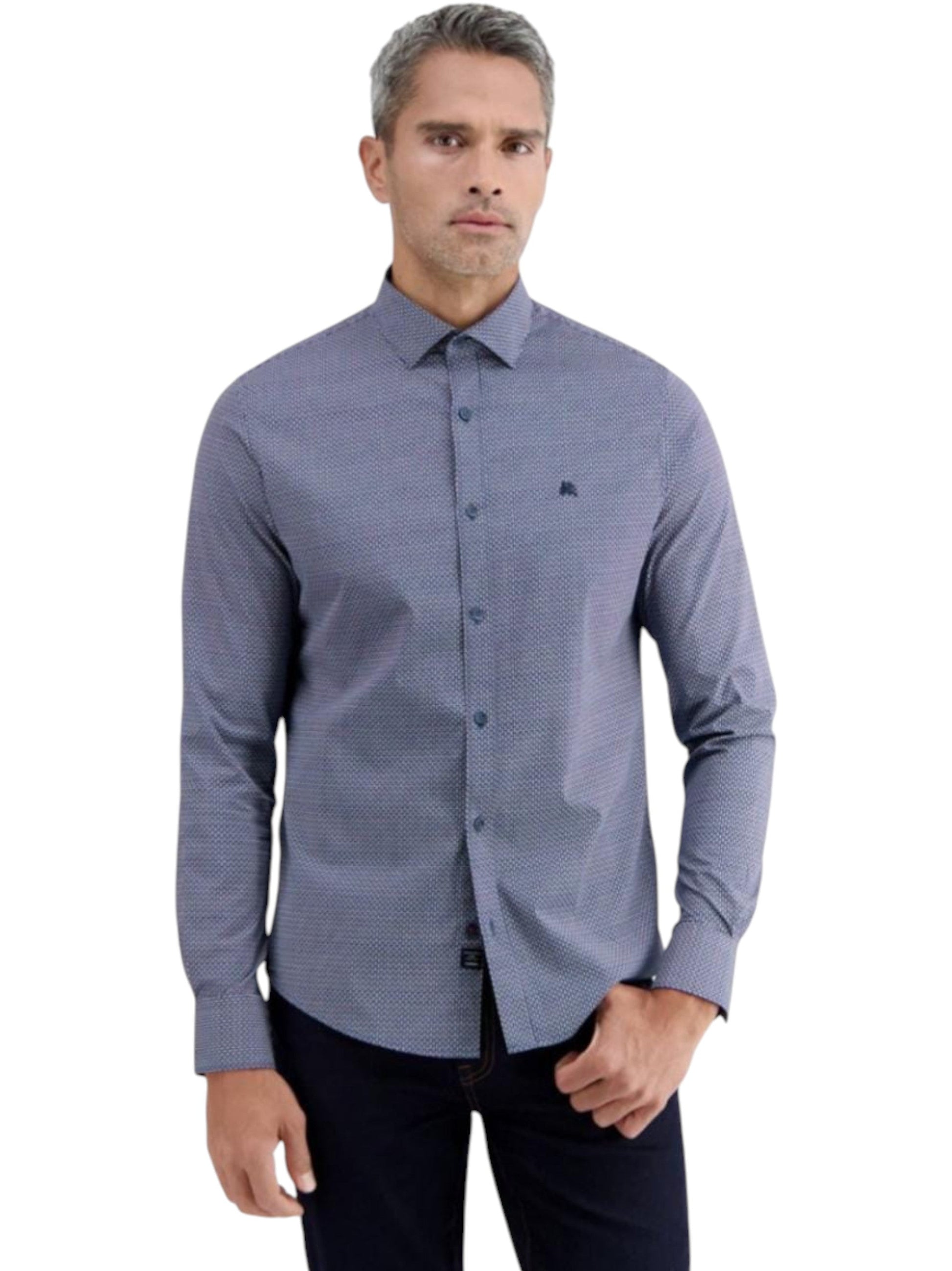 Men's Dotted Dress Shirt,Navy
