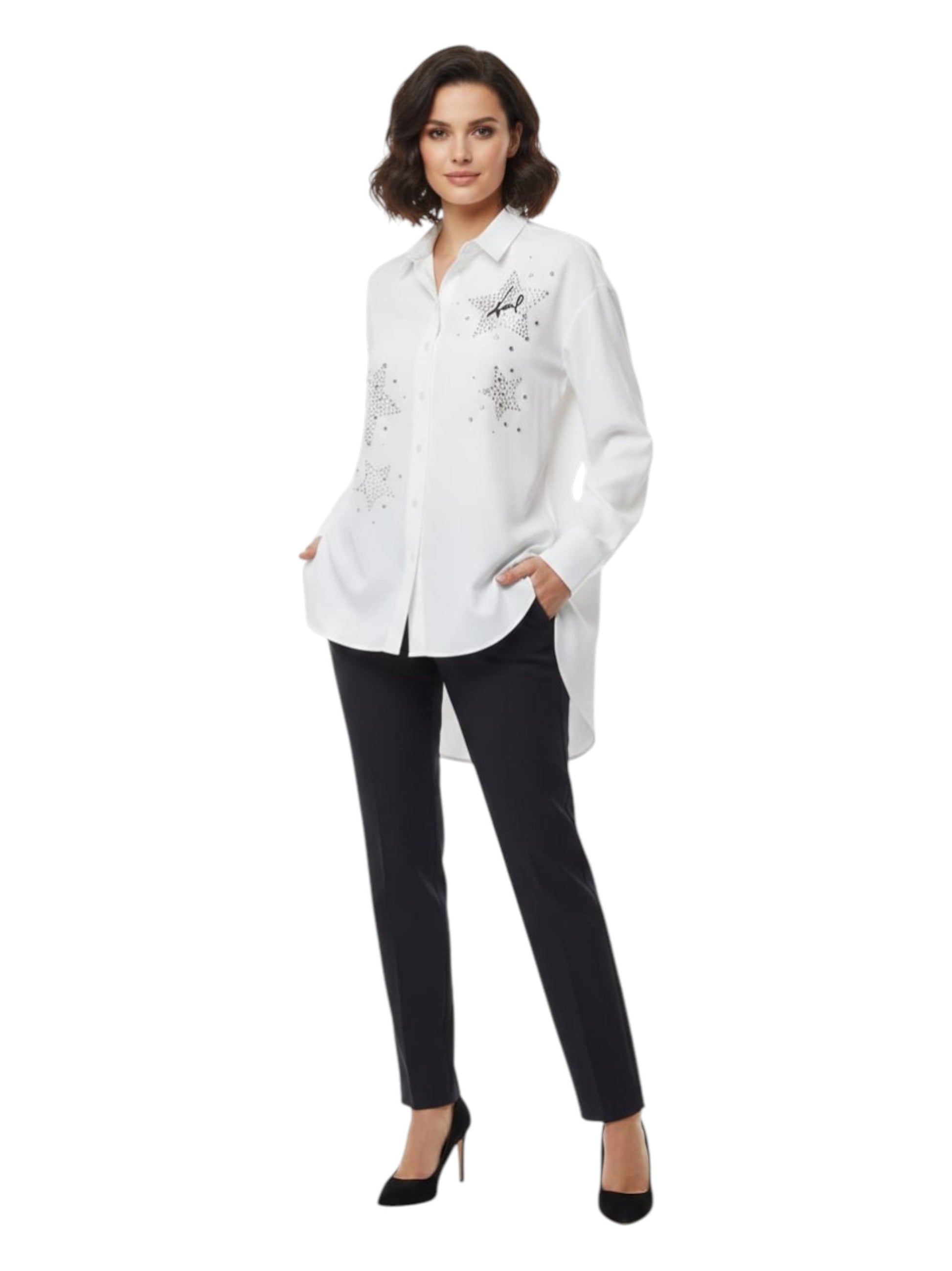 Women's Stars Printed Chemise,White