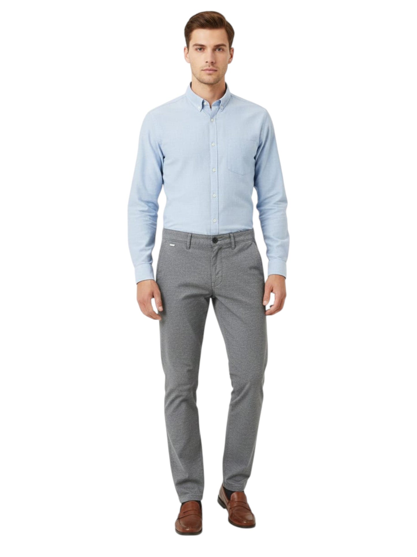 Men's Plain Solid Classic Pant,Grey