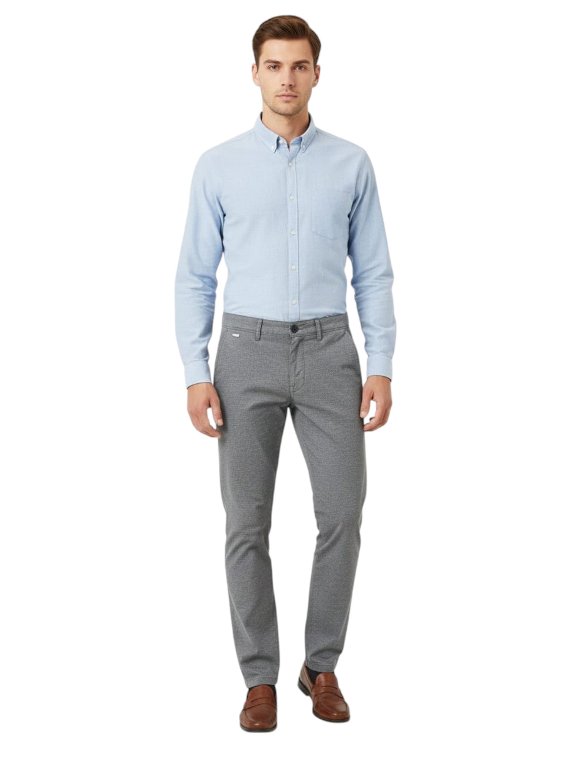 Men's Plain Solid Classic Pant,Grey