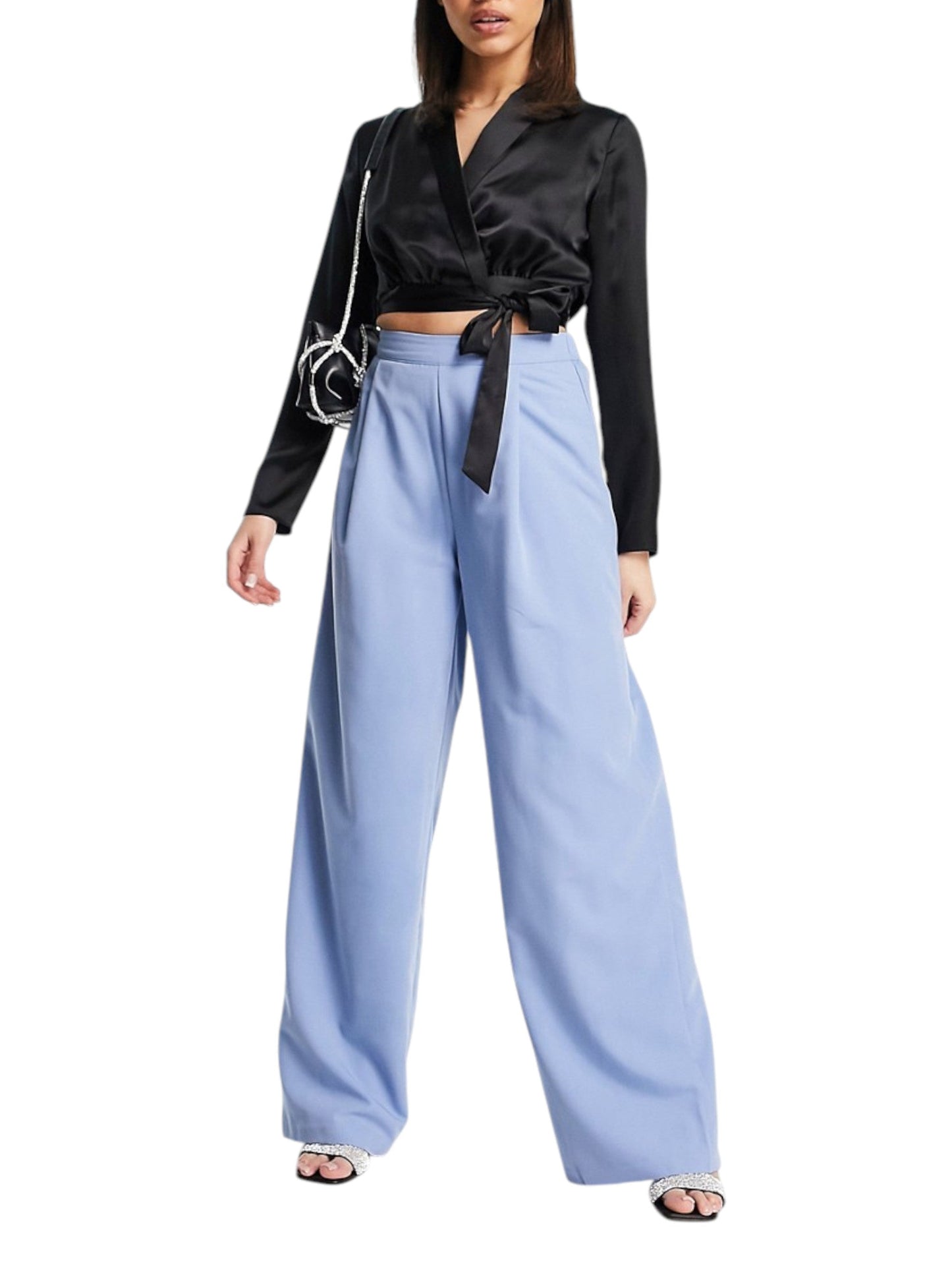 Women's Plain Solid Classic Pant,Light Blue