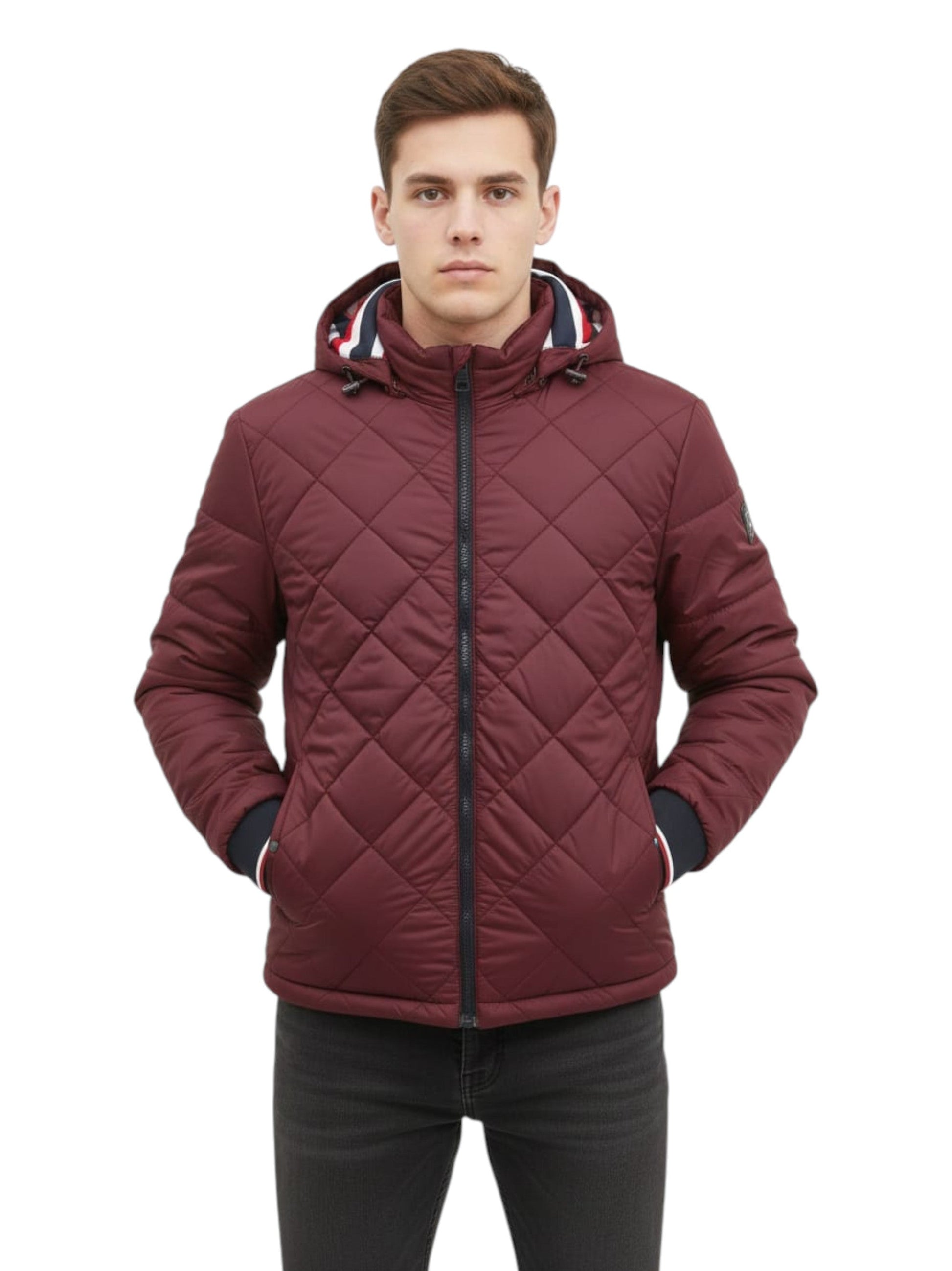 Men's Quilted Jacket,Burgundy