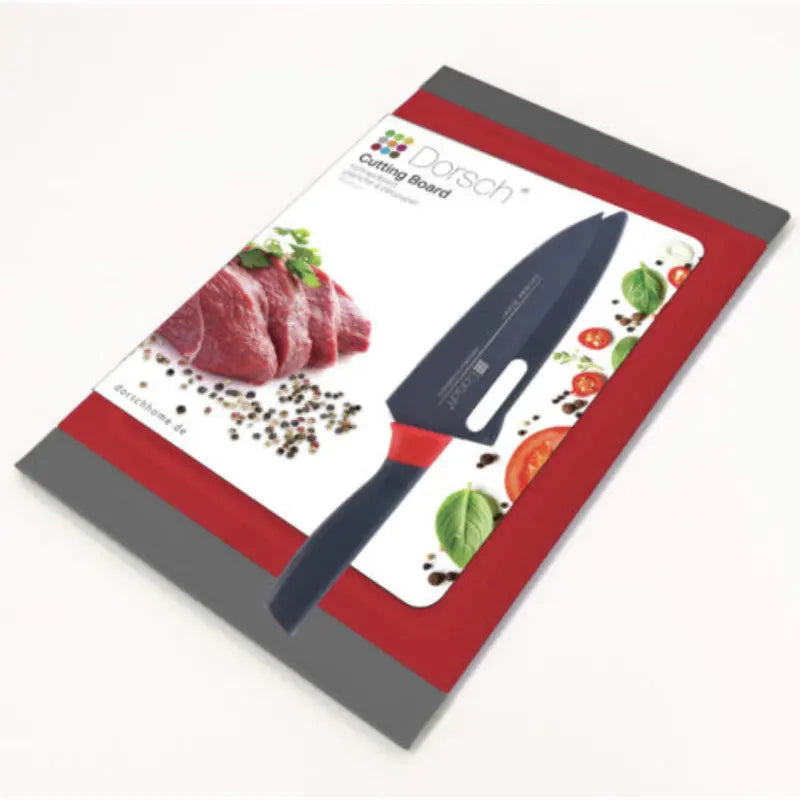 Green & Red Cutting Board and Chef Knife Set