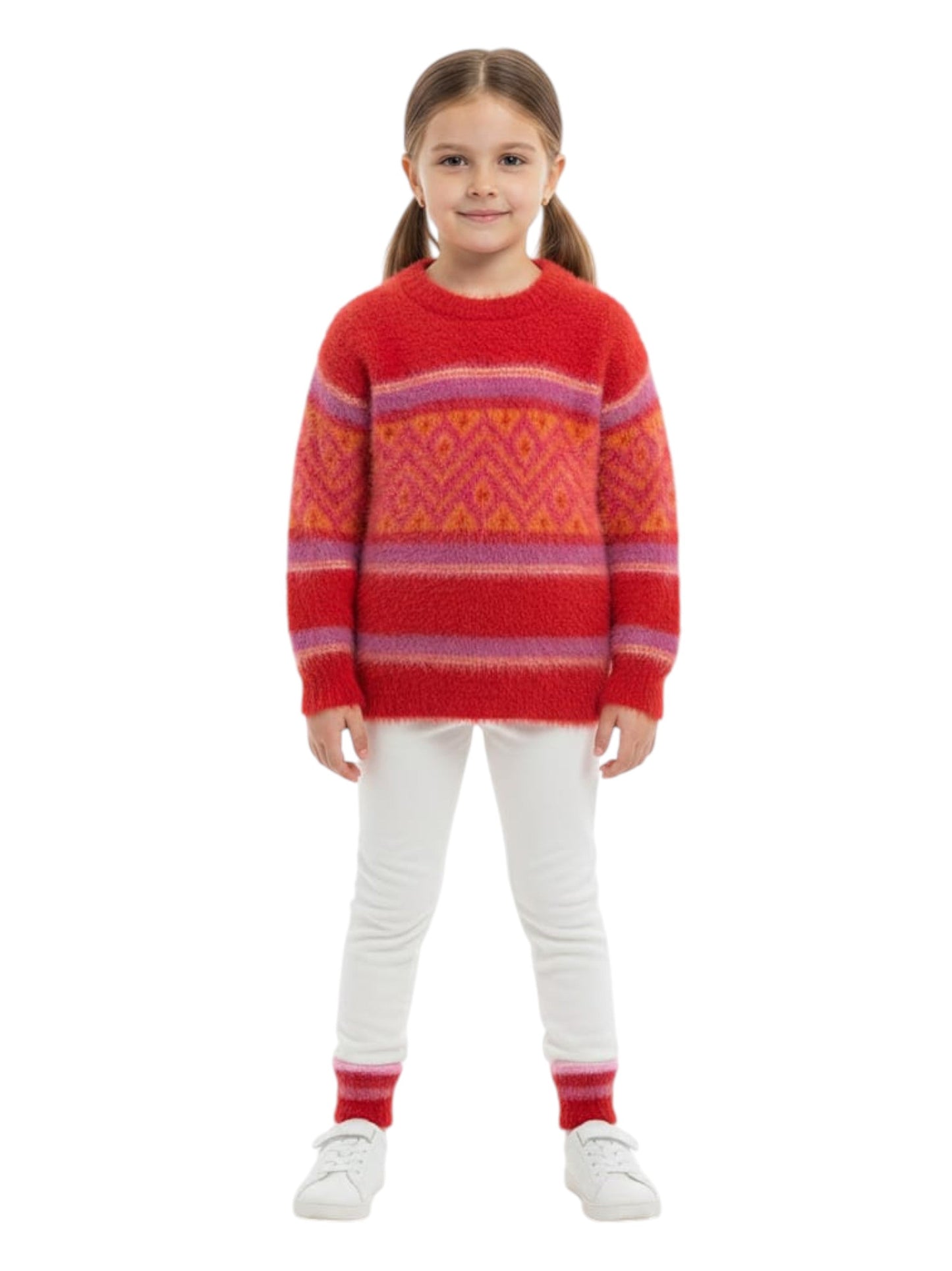 Kids Girl's Mohair Plaid Sweaters,Multi