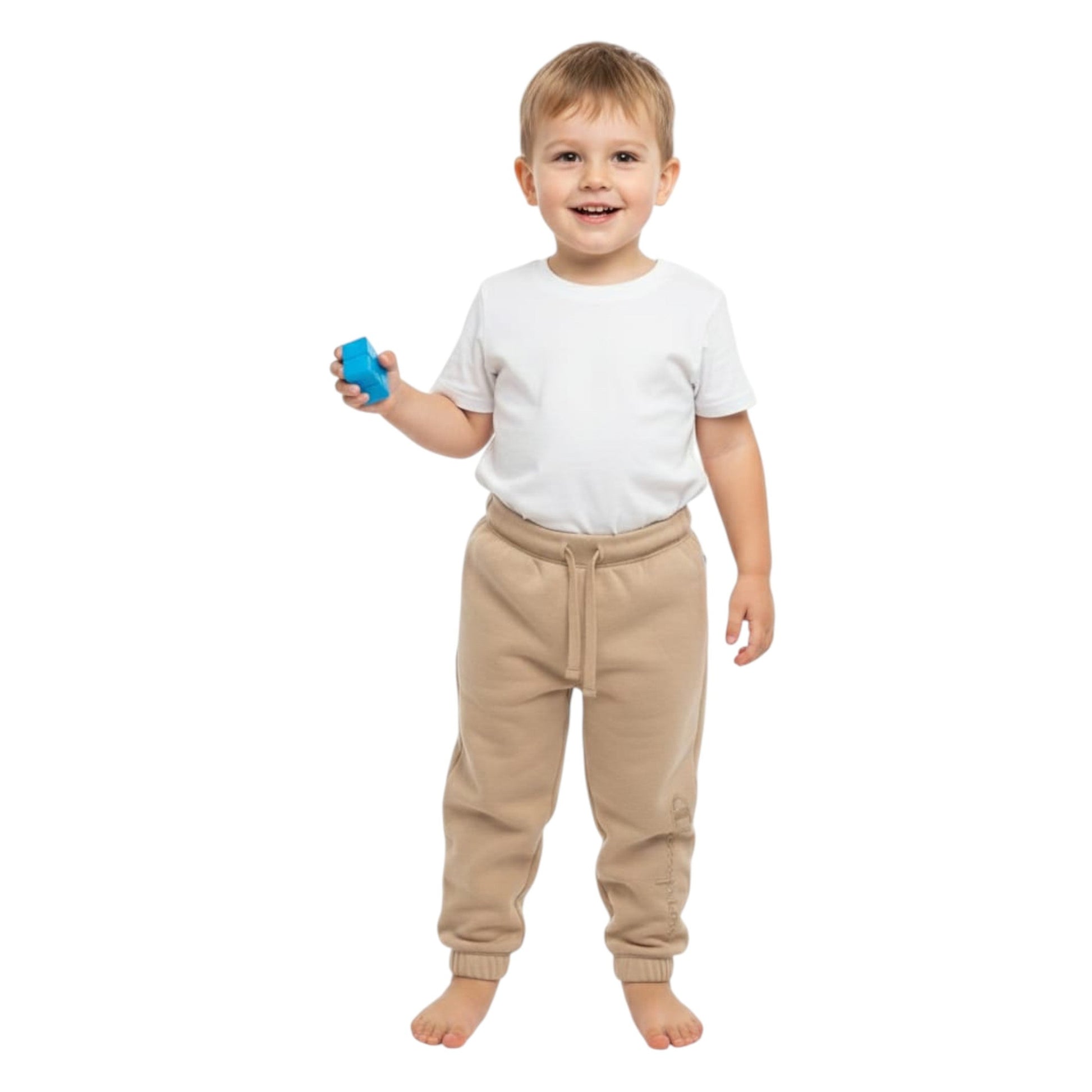Kids Boy's Brand Logo Printed Pant,Light Beige
