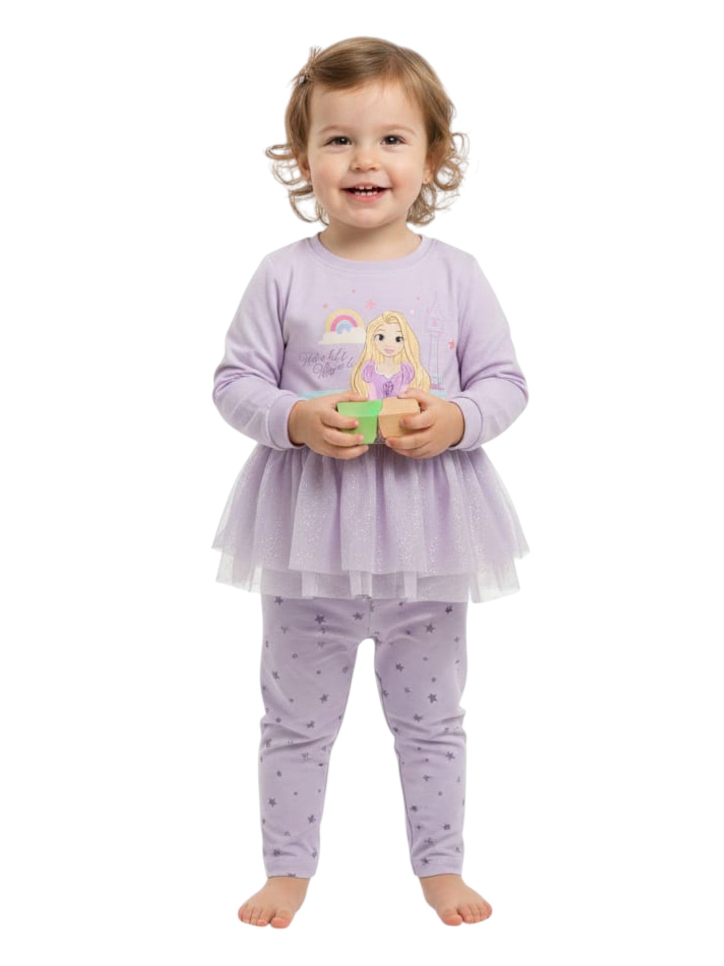 Kid's Girl's Graphic Printed  Pajama Set,Light Purple