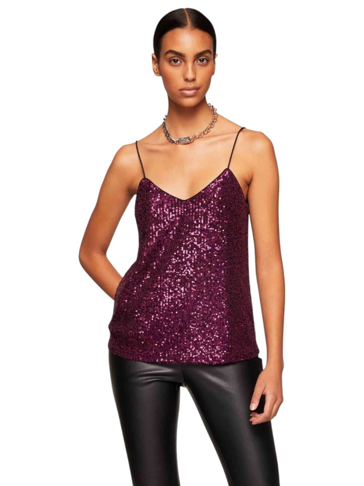 Women's Sequined Top,Mauve