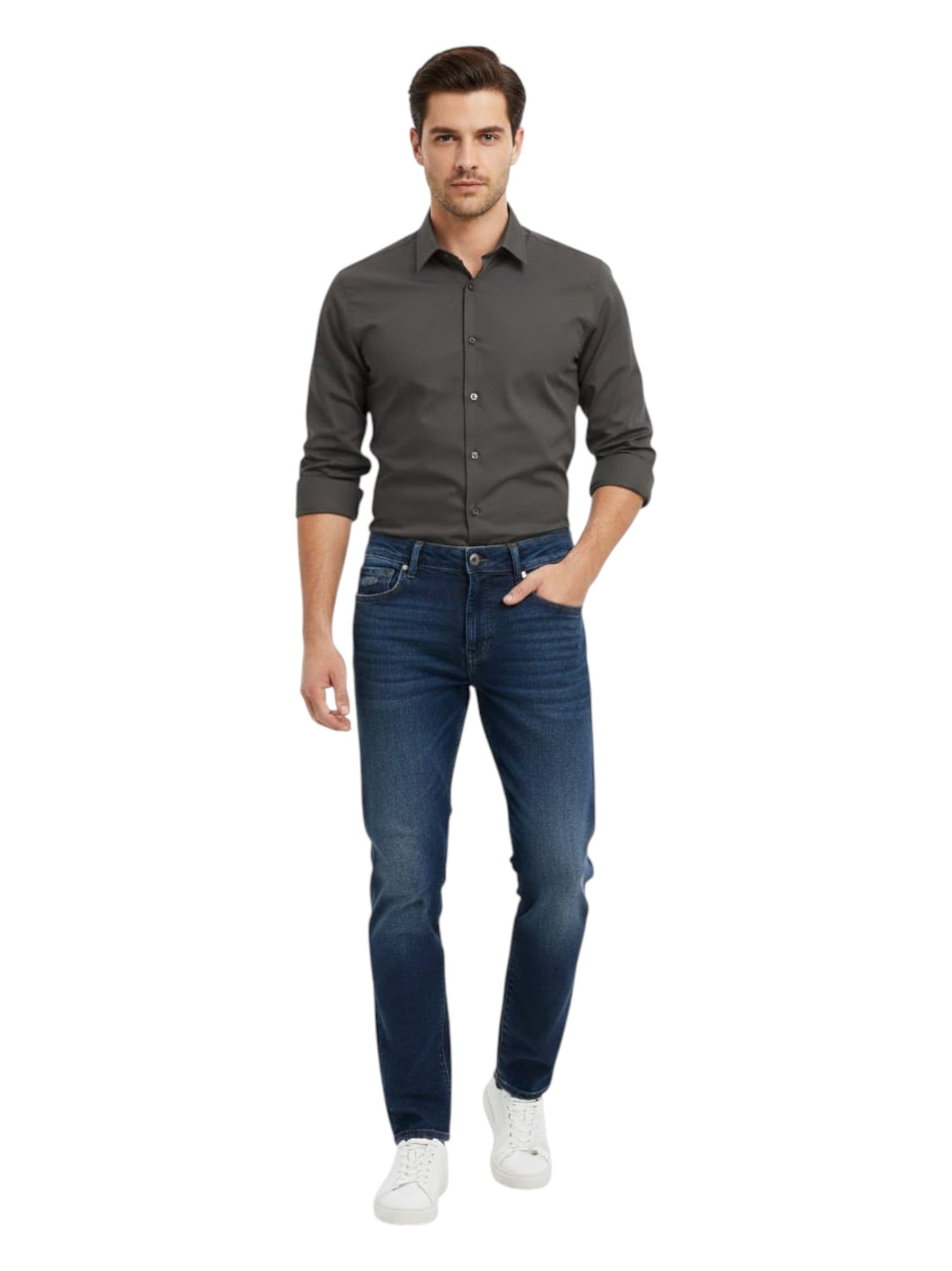 Men's Plain Dress Shirt,Dark Grey