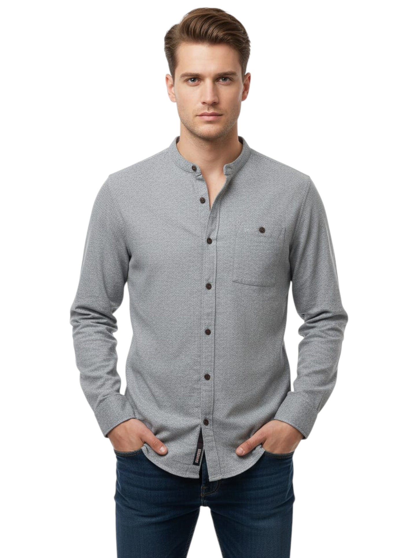 Men's Plain Solid Dress Shirt,Grey