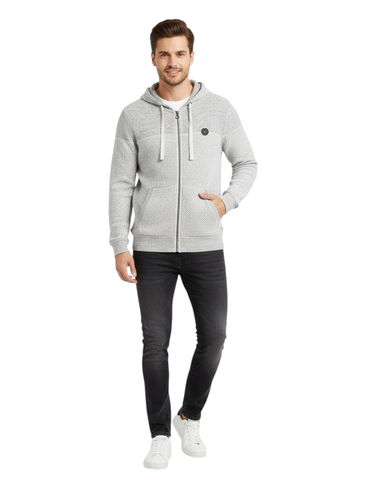 Men's Knitted Hoodie,Light Grey