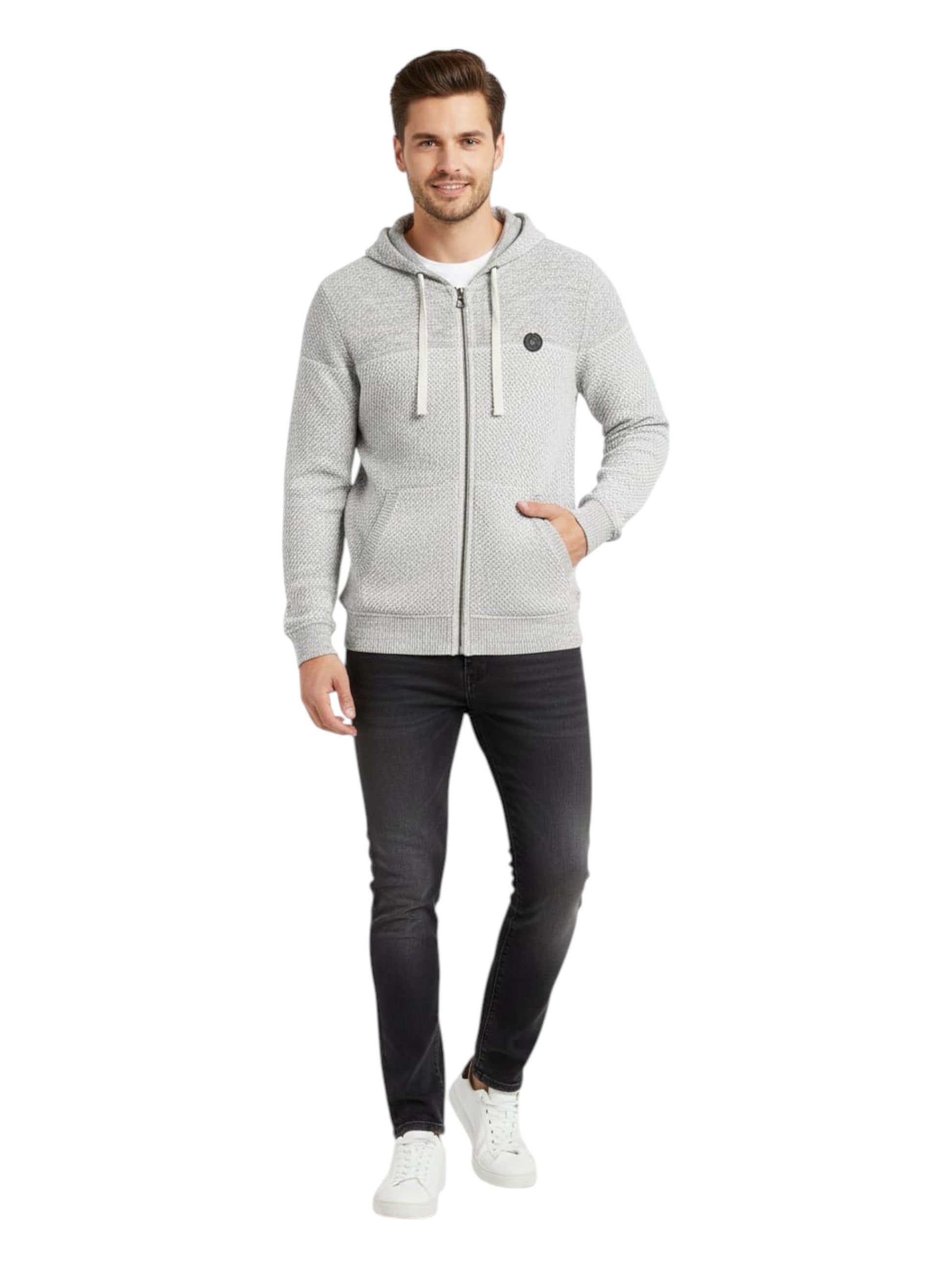 Men's Knitted Hoodie,Light Grey