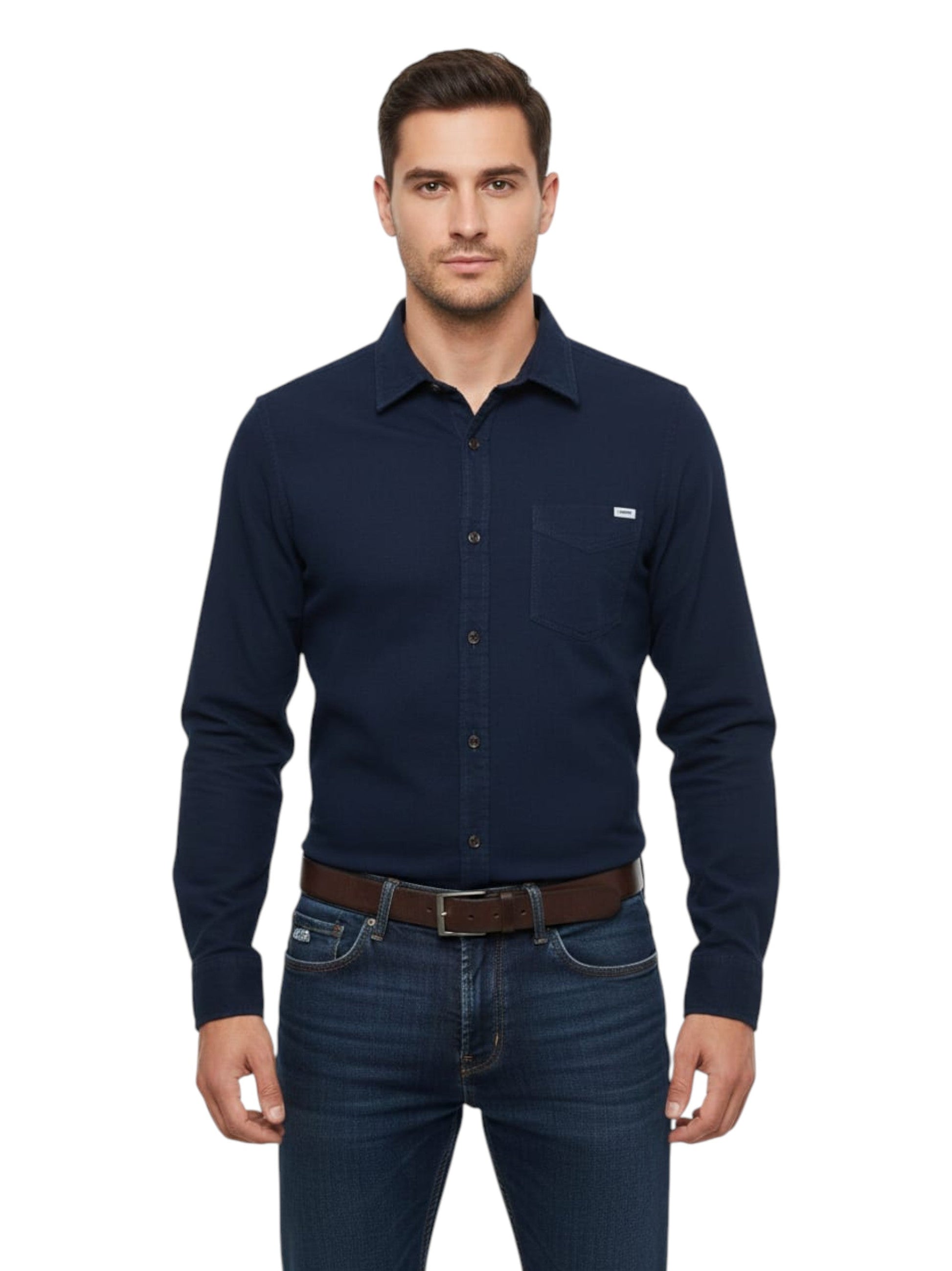 Men's Plain Dress Shirt,Navy
