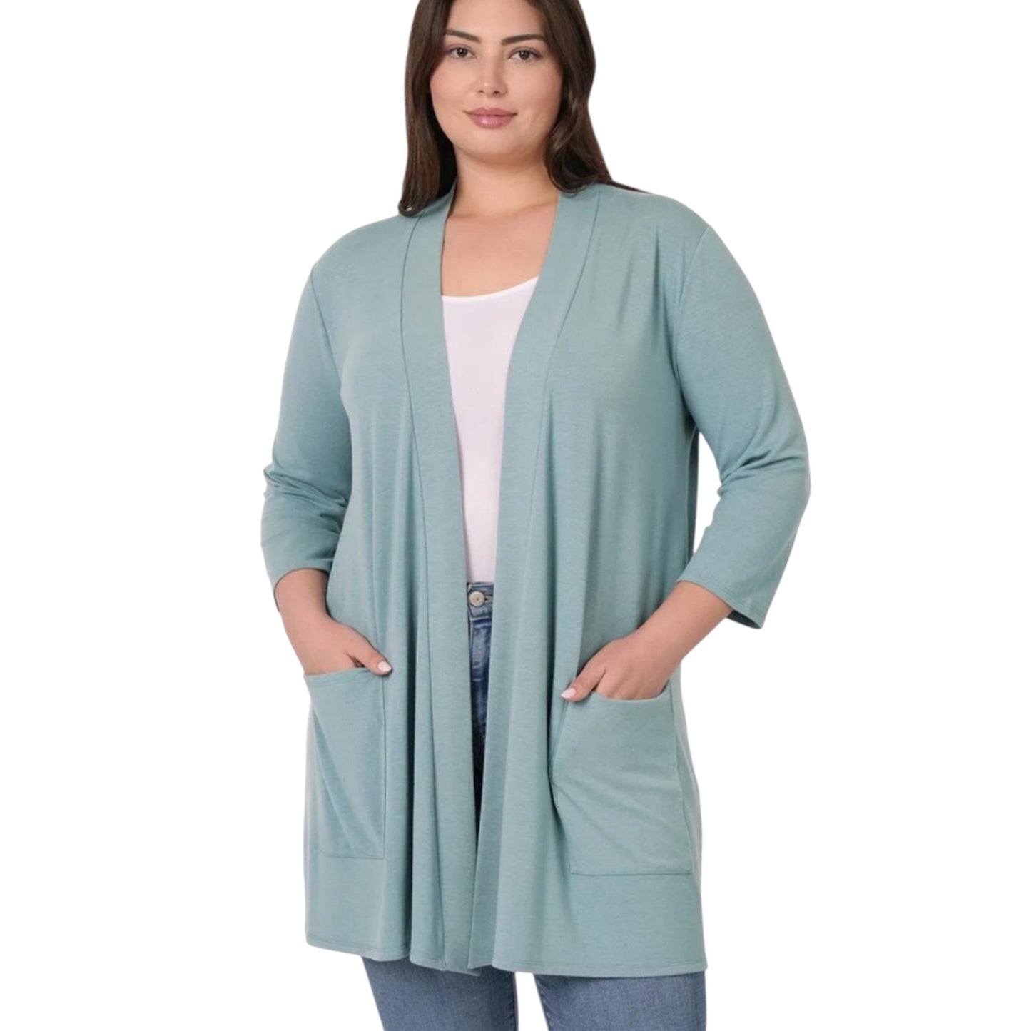 Women's Plain Solid Cardigan,Light Mint