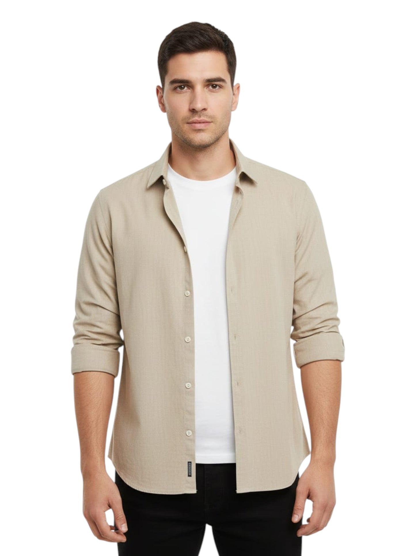 Men's Printed Dress Shirt,Beige