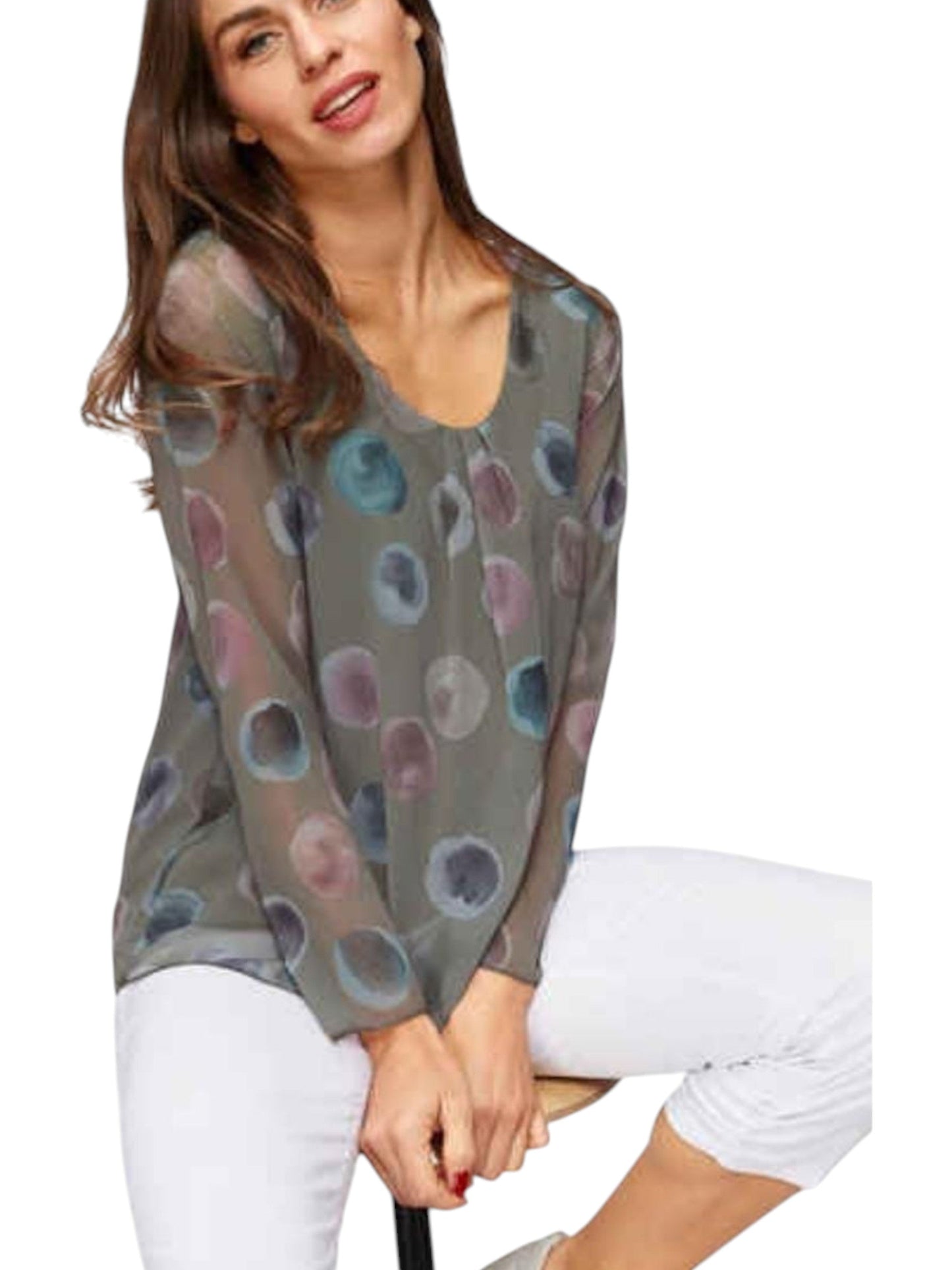Women's Printed Top,Olive
