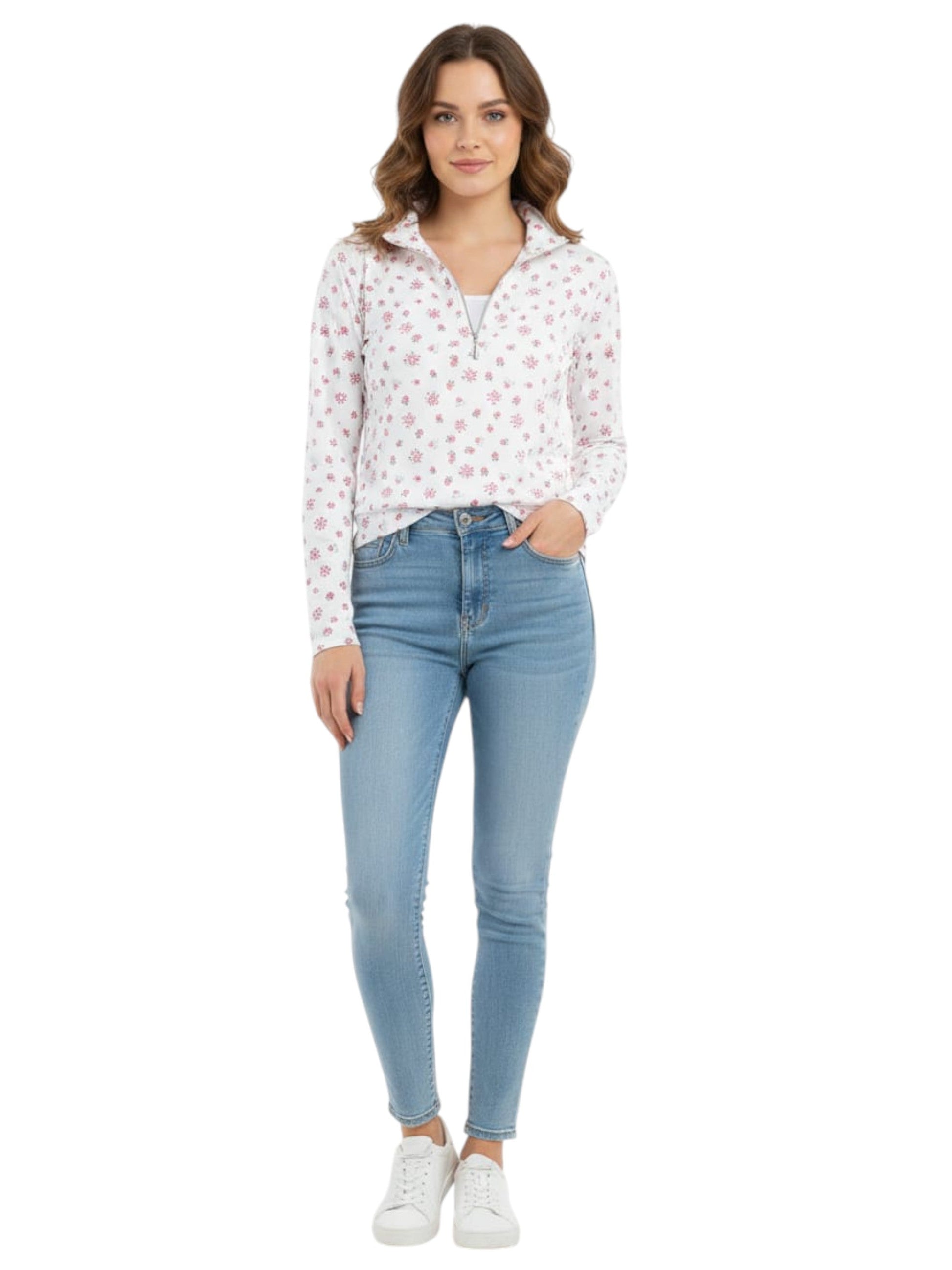Women's Floral Printed Sweaters,White
