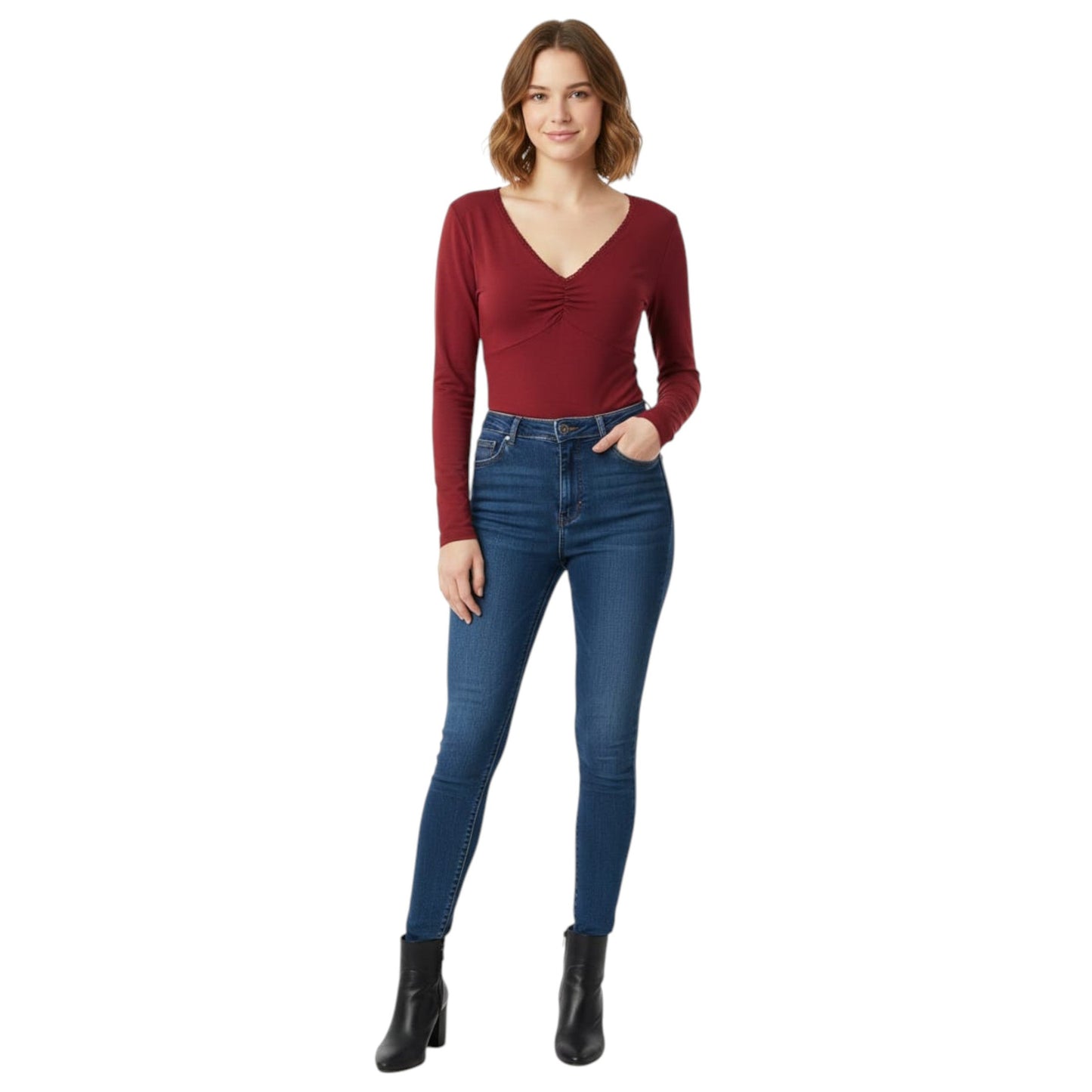 Women's Plain Solid Bodysuit,Burgundy