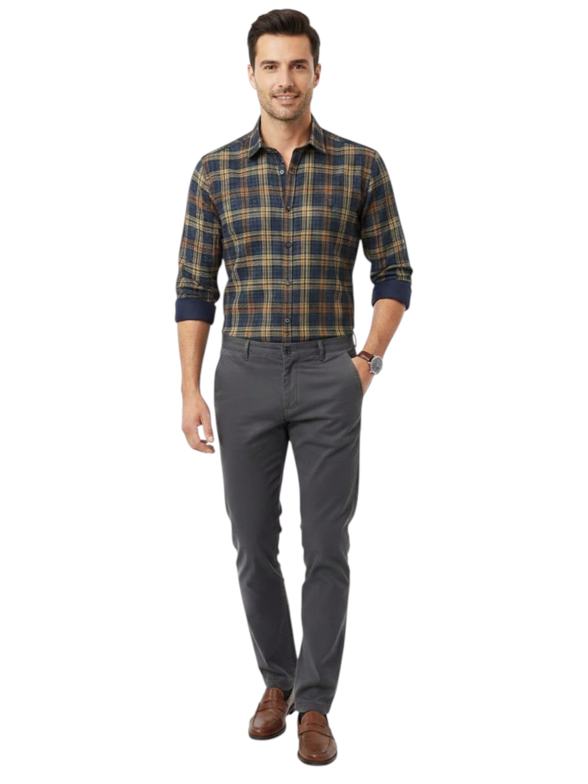 Men's Plaid Dress Shirt,Multi