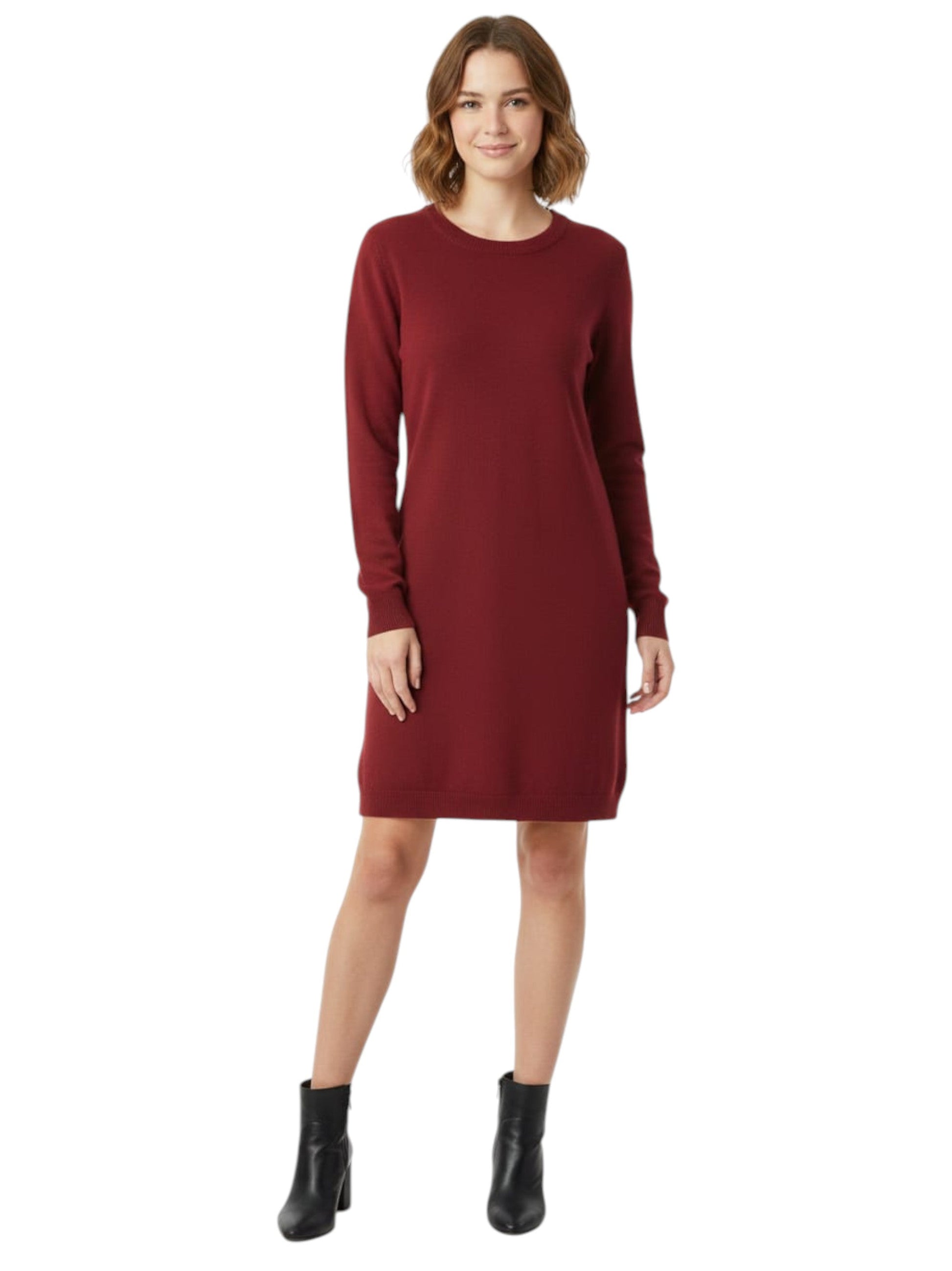 Women's Knitted Dress,Burgundy