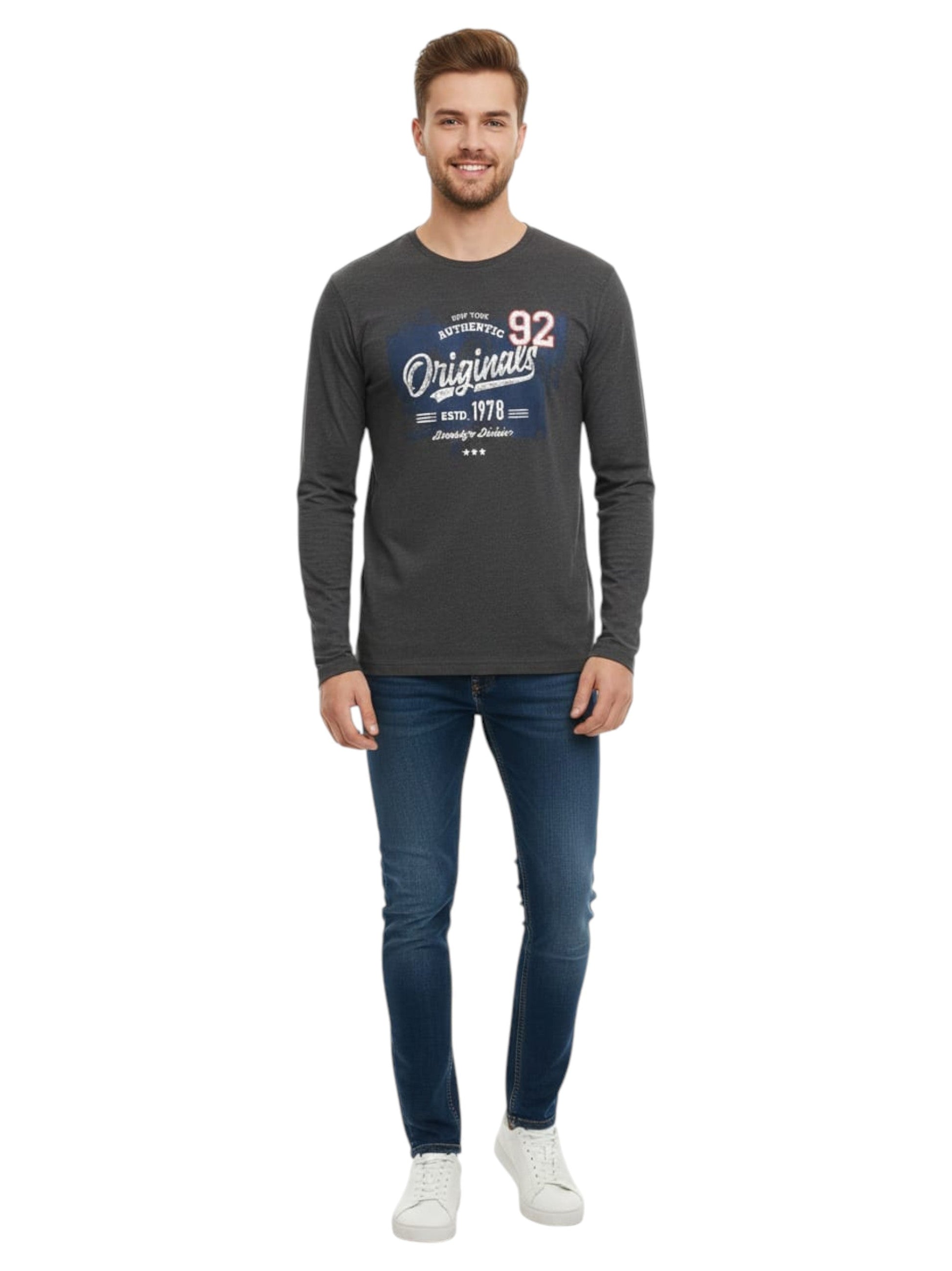 Men's Printed Top,Dark Grey