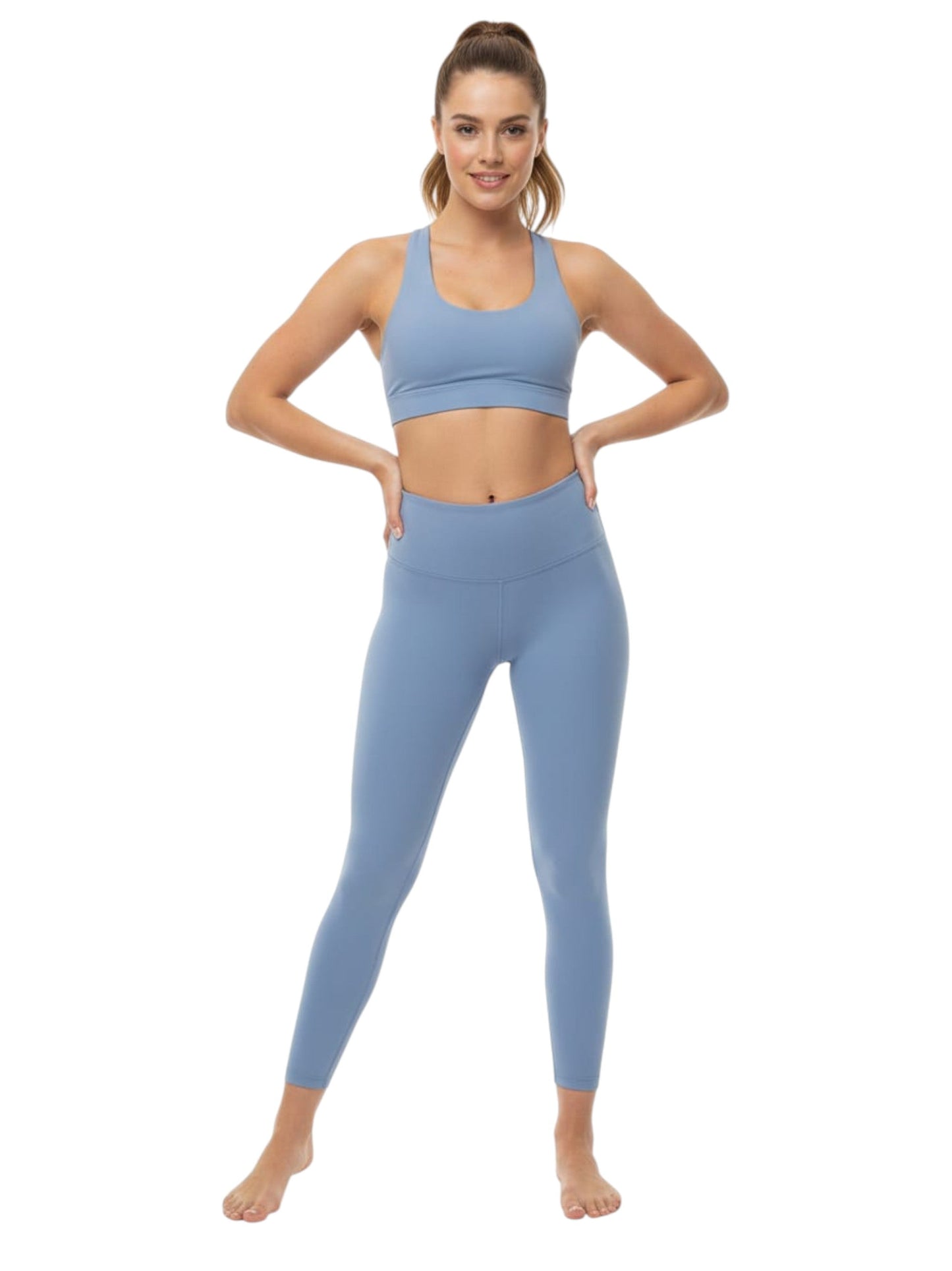 Women's Plain Solid Legging,Light Blue