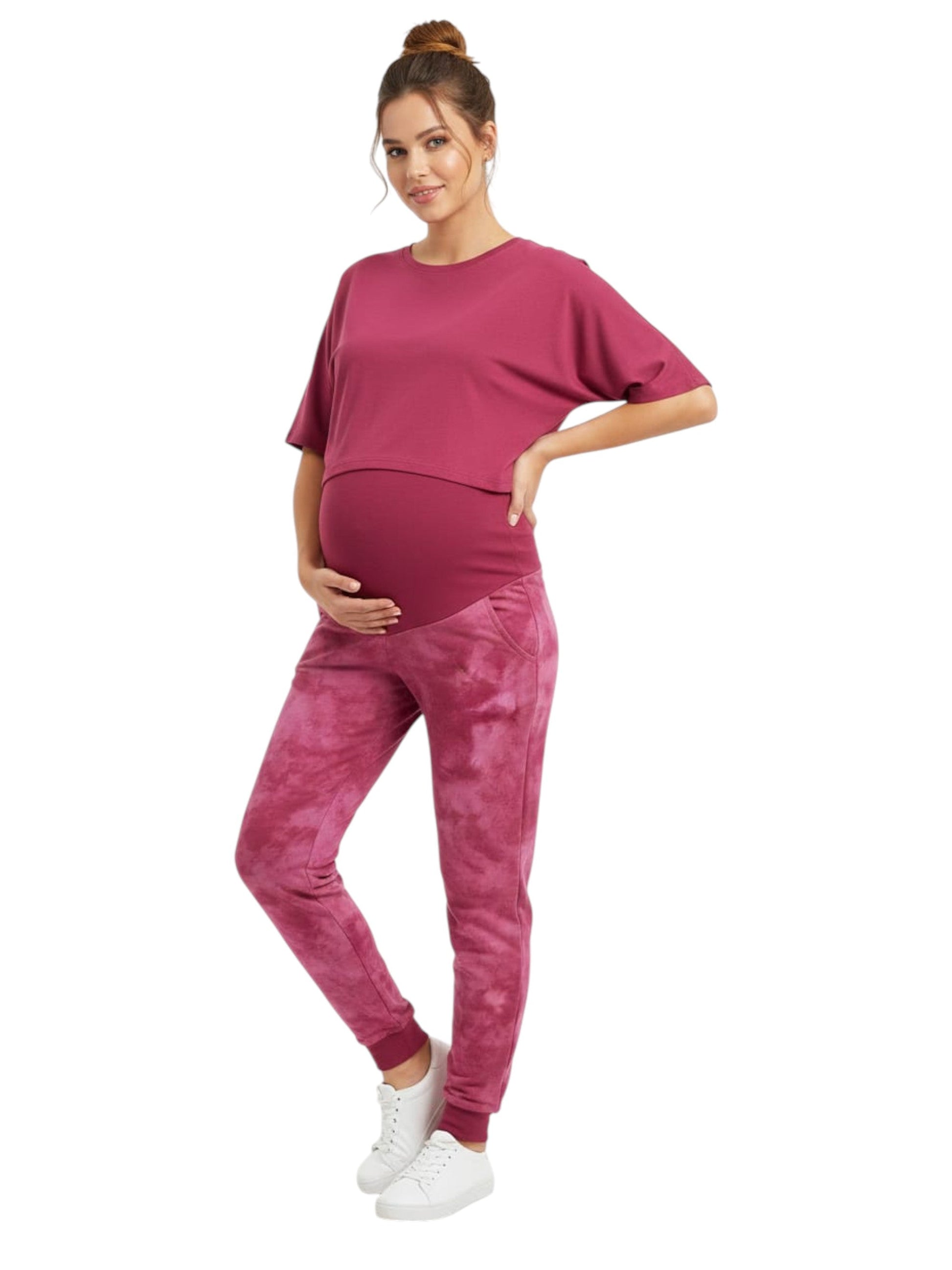 Women's Printed Pregnant Legging,Pink