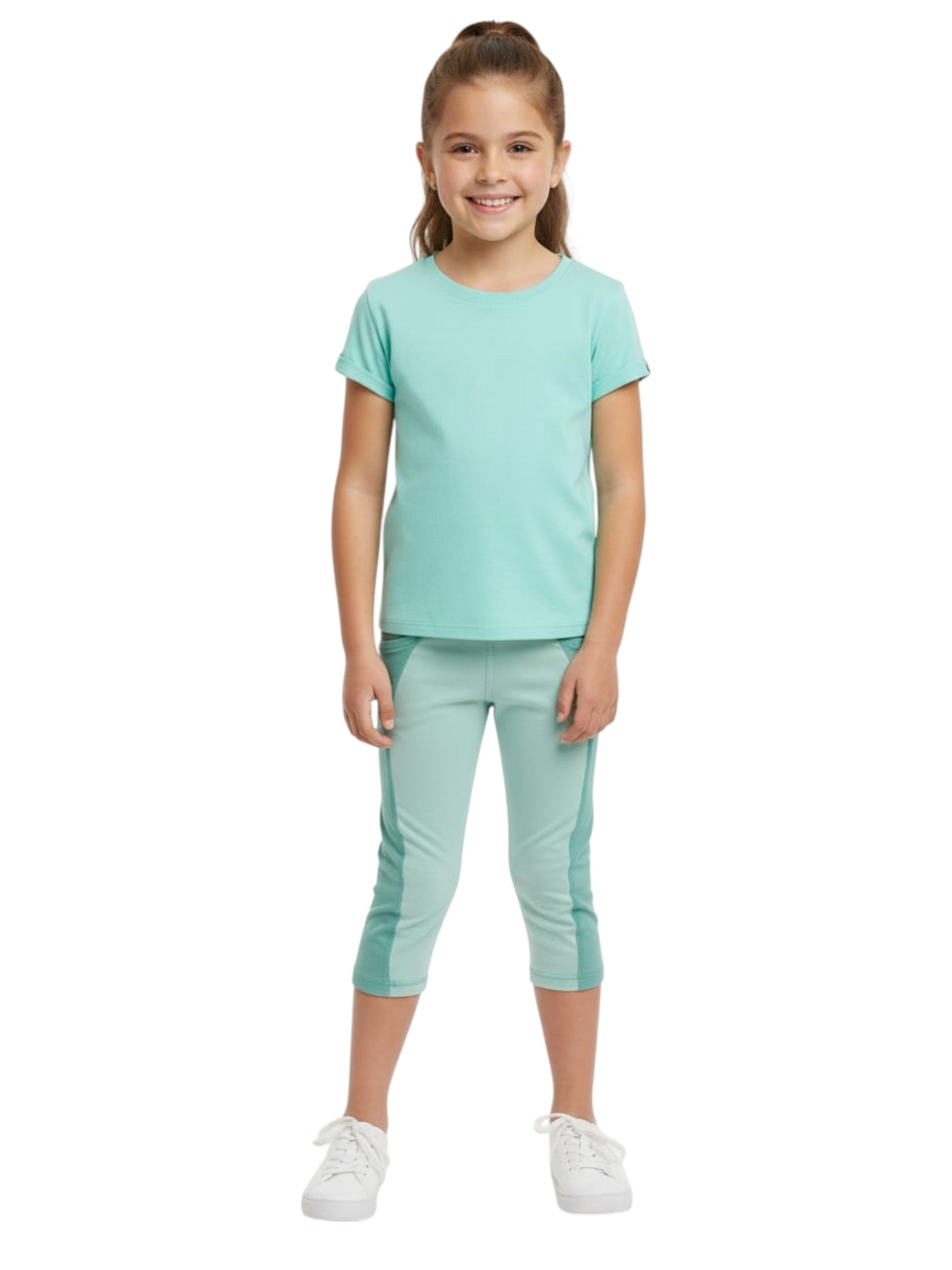 Kids Girl's Colorblocked Legging,Green