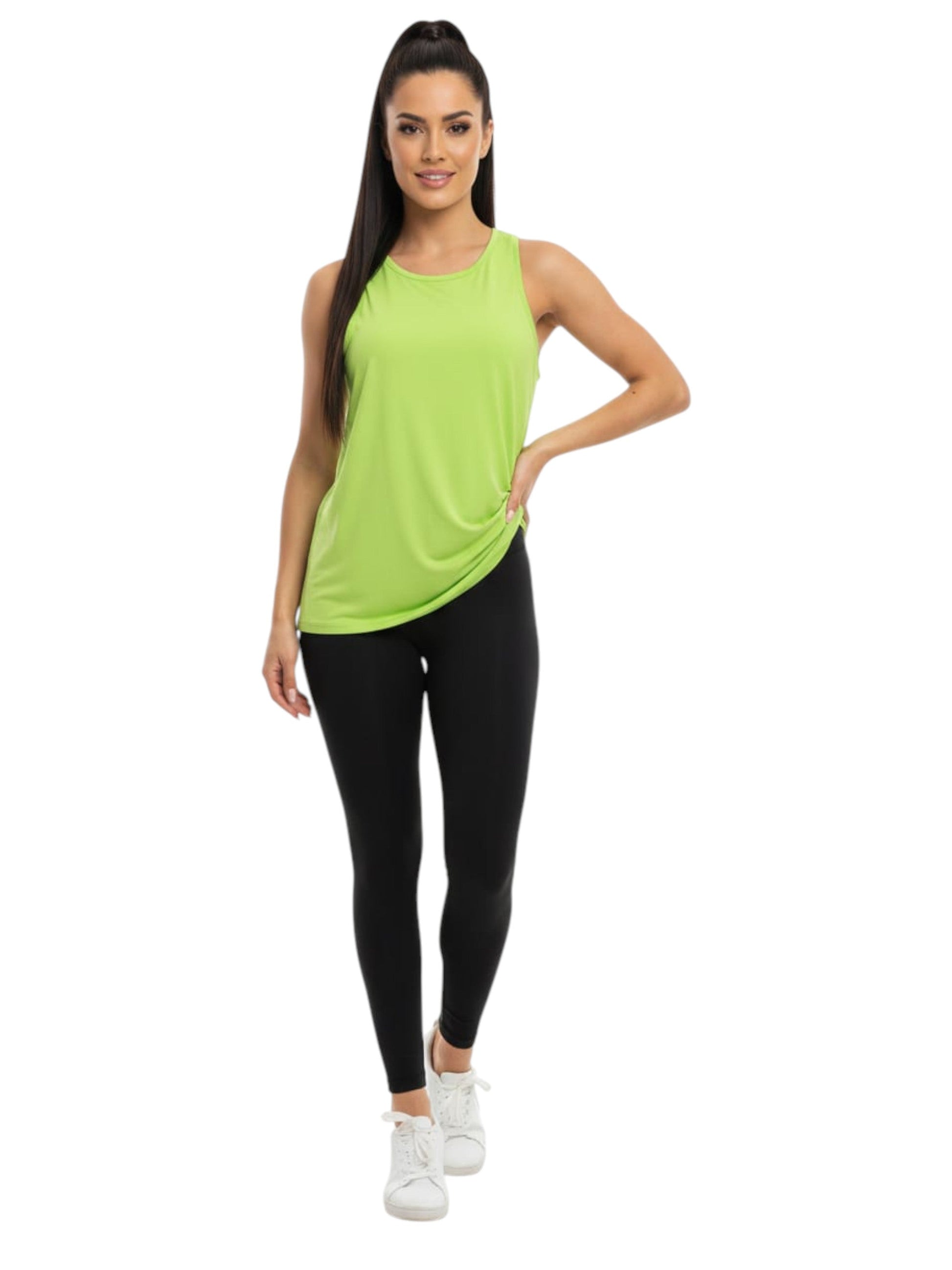 Women's Plain Solid Sport Top,Light Green