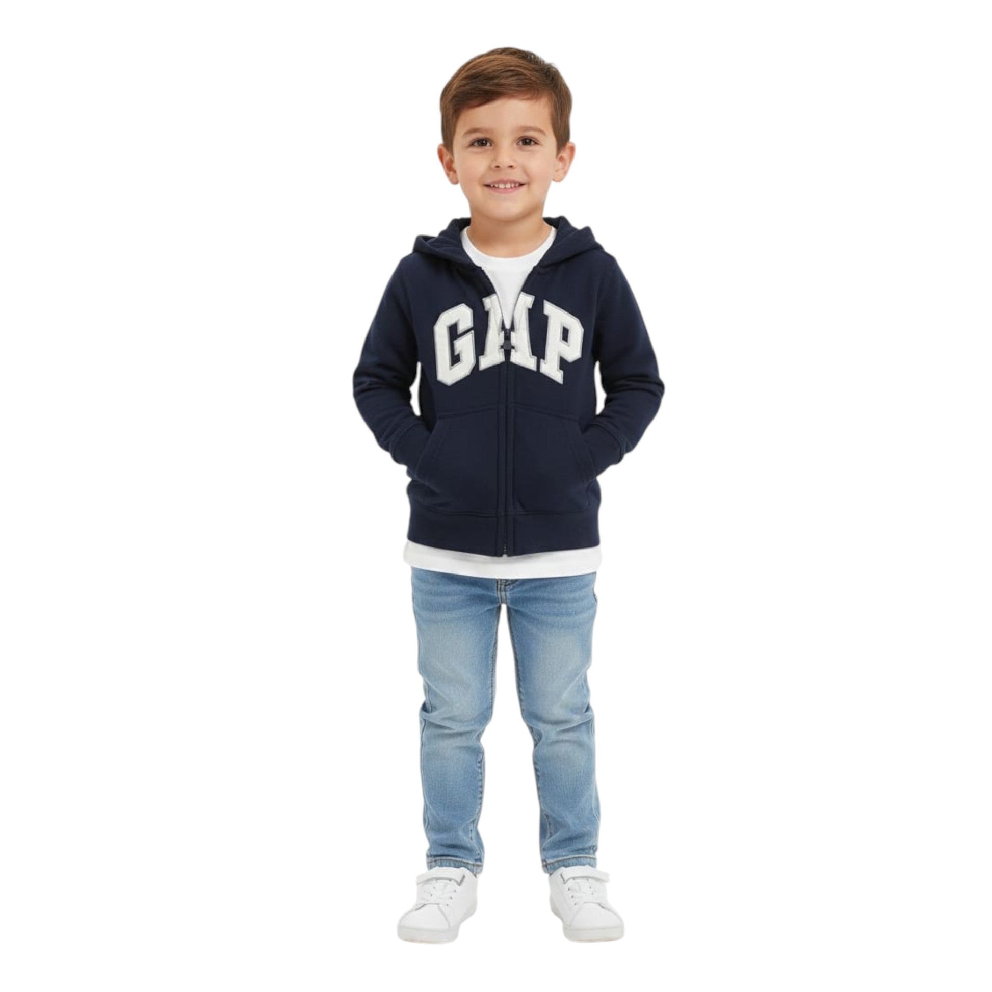 Kids Boy's Brand Logo Printed Hoodie,Navy
