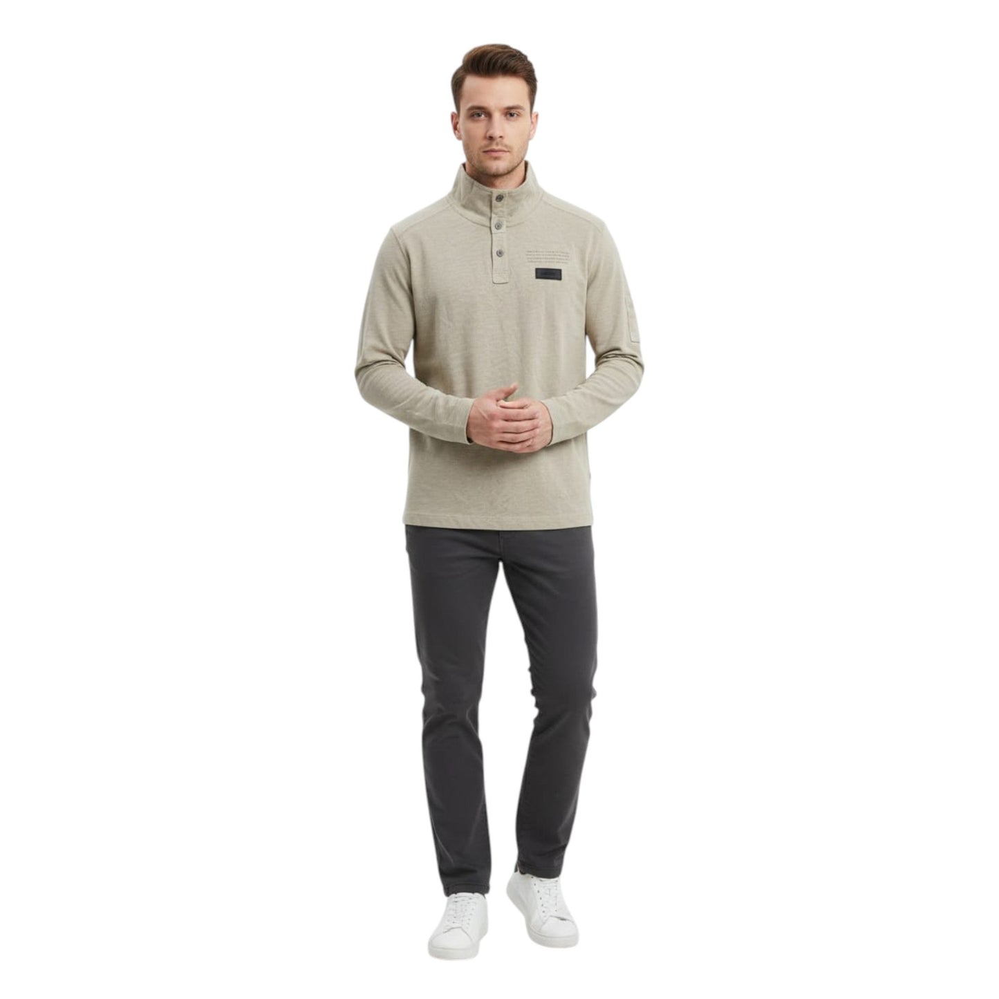 Men's Printed Top,Beige