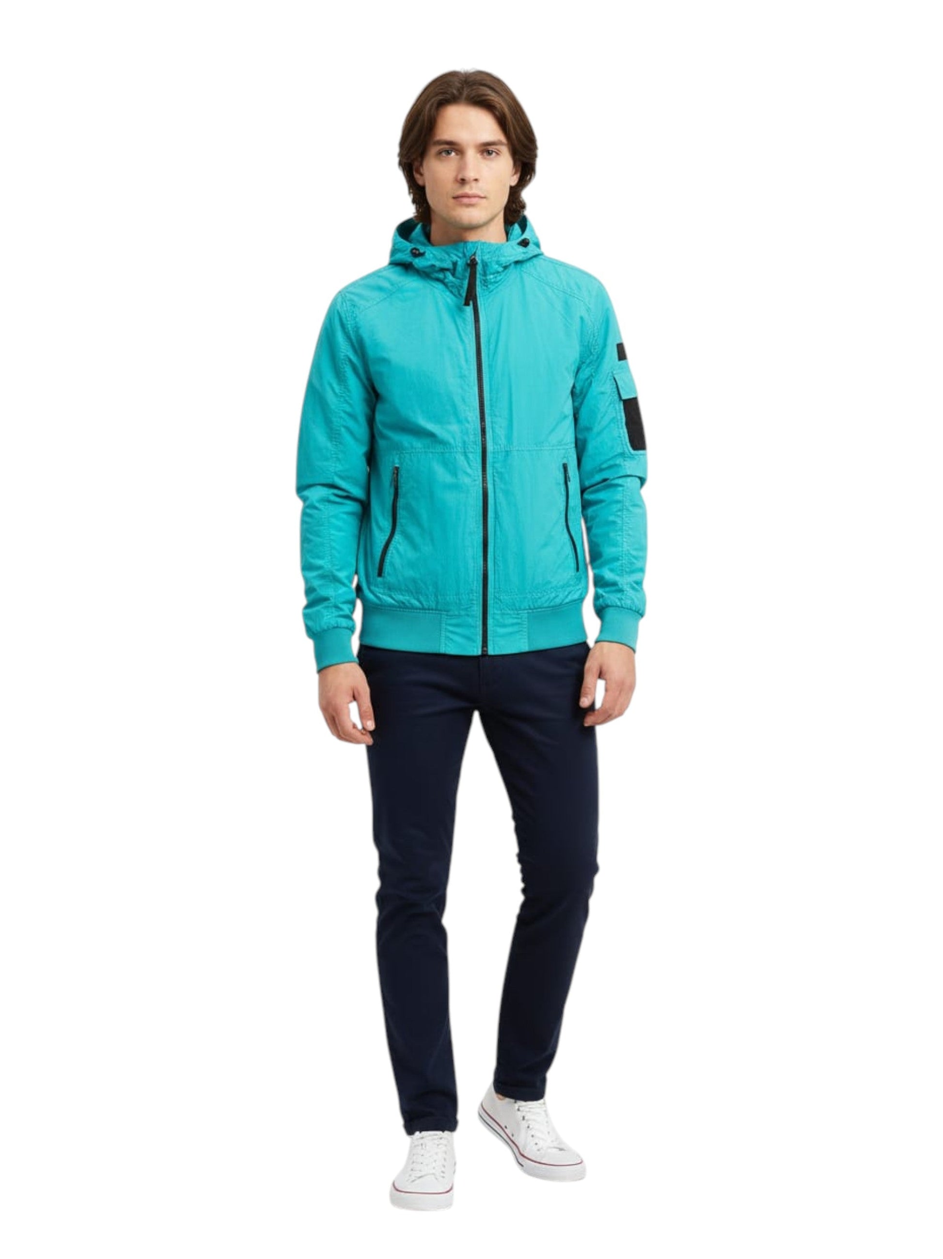 Men's Plain Lined Jacket,Aqua