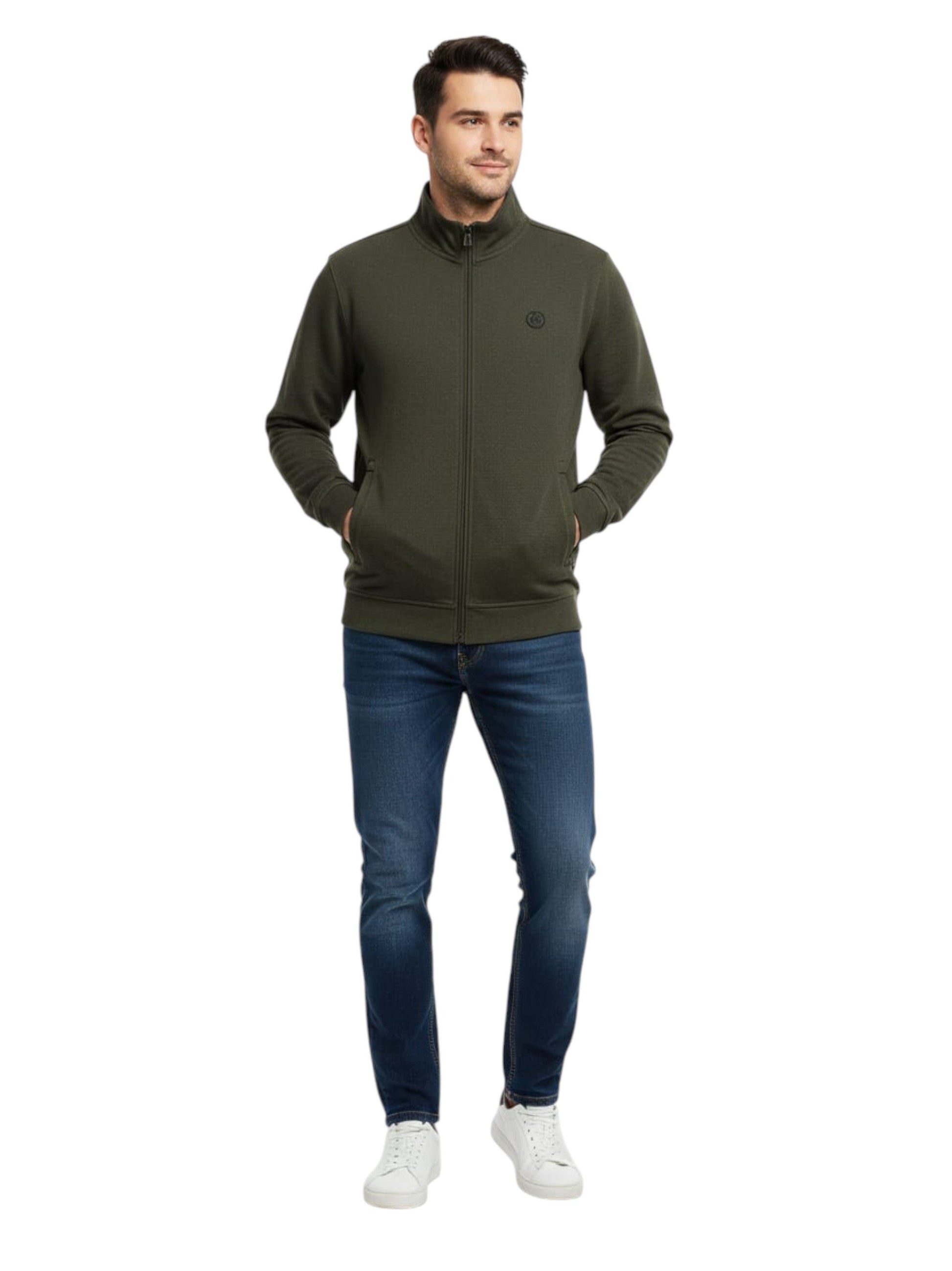 Men's Plain Solid Jacket,Olive