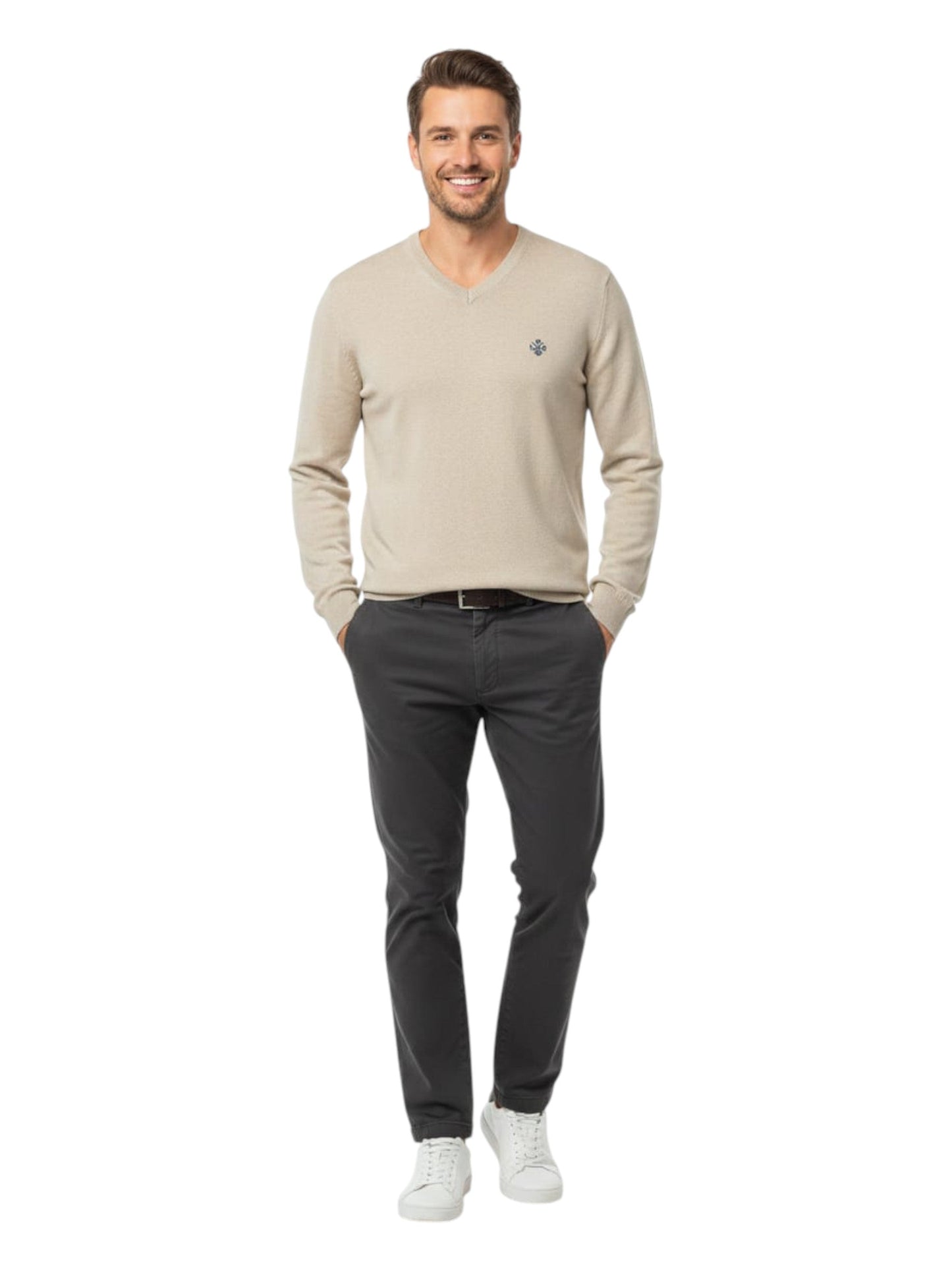 Men's Plain Solid Sweaters,Light Beige