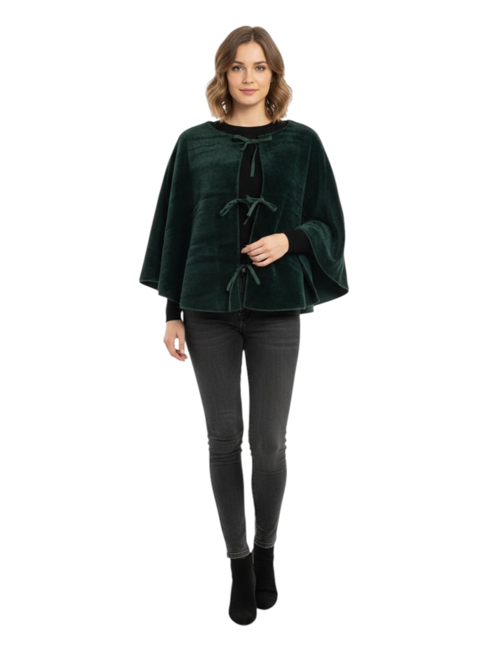Women's Faux Fur Bolero Cape,Green