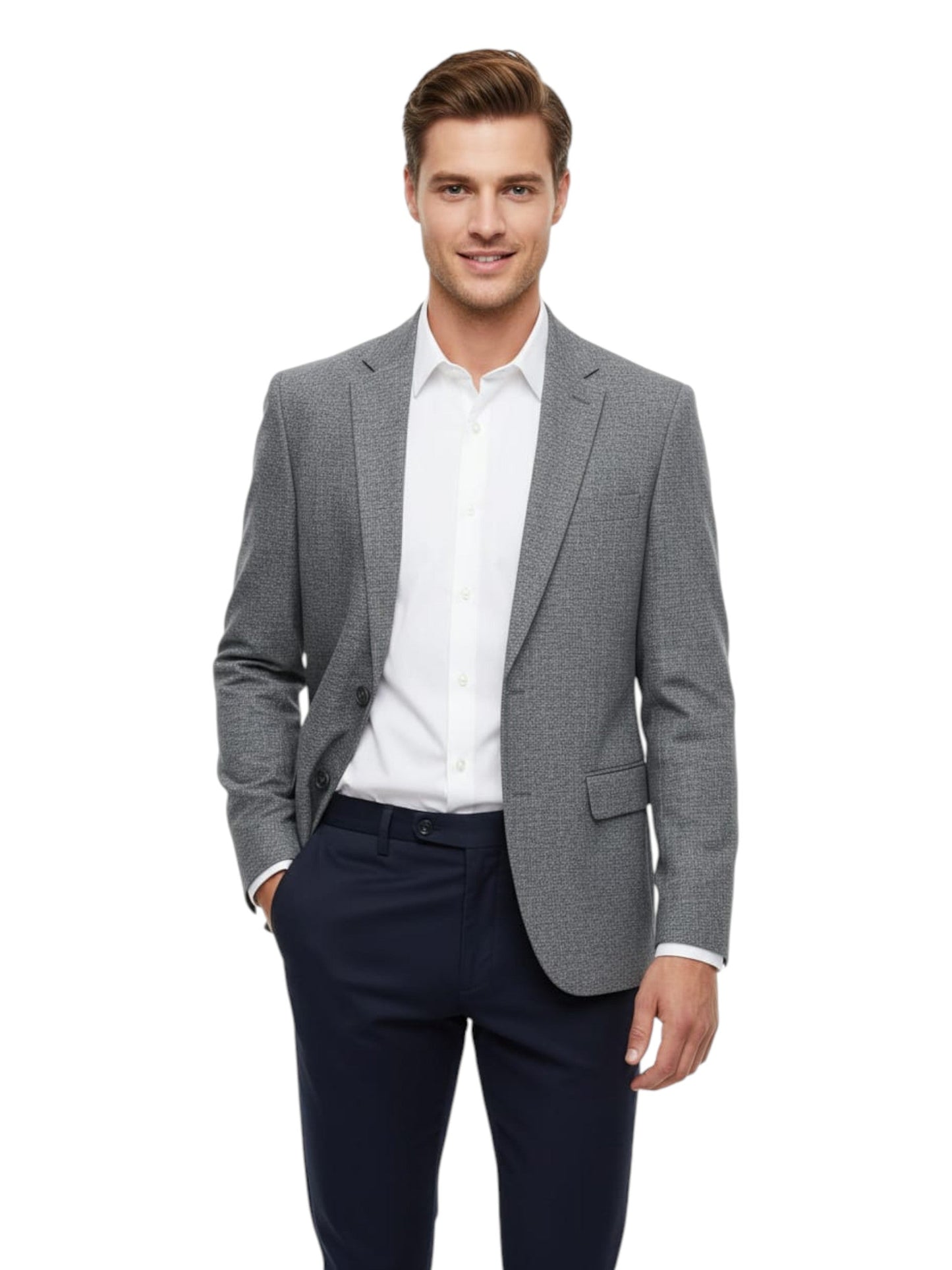 Men's Plain Solid Blazer,Light Grey