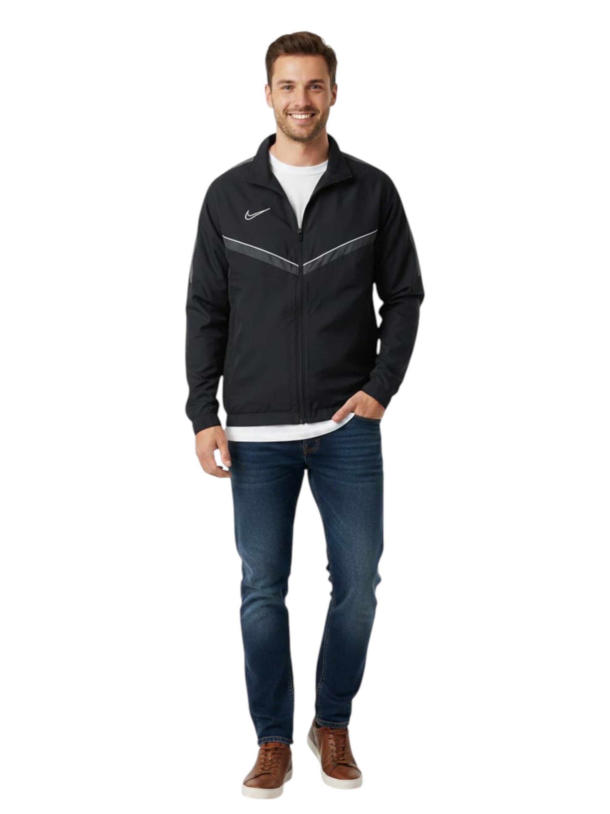 Men's Colorblocked Sport Jacket,Black