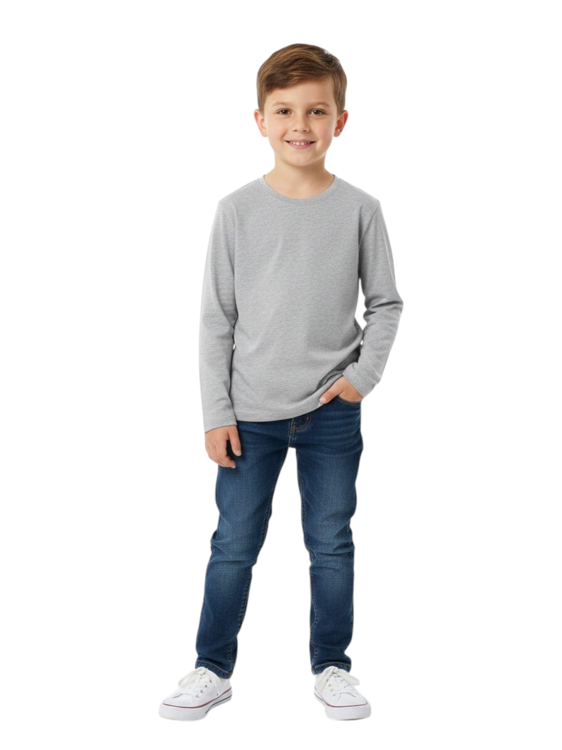 Kids Boy's Plain Solid Top,Light Grey