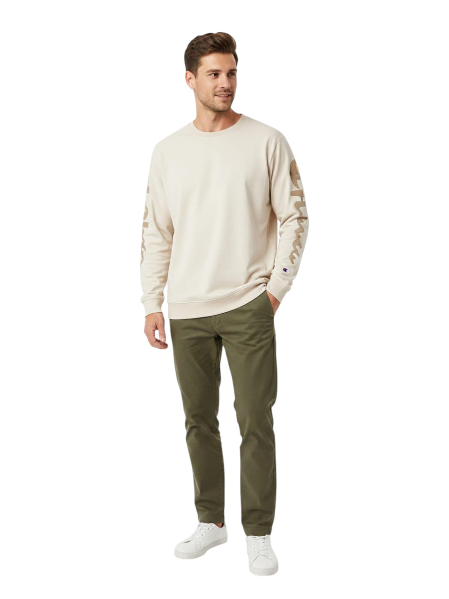 Men's Brand Logo Printed Top,Beige