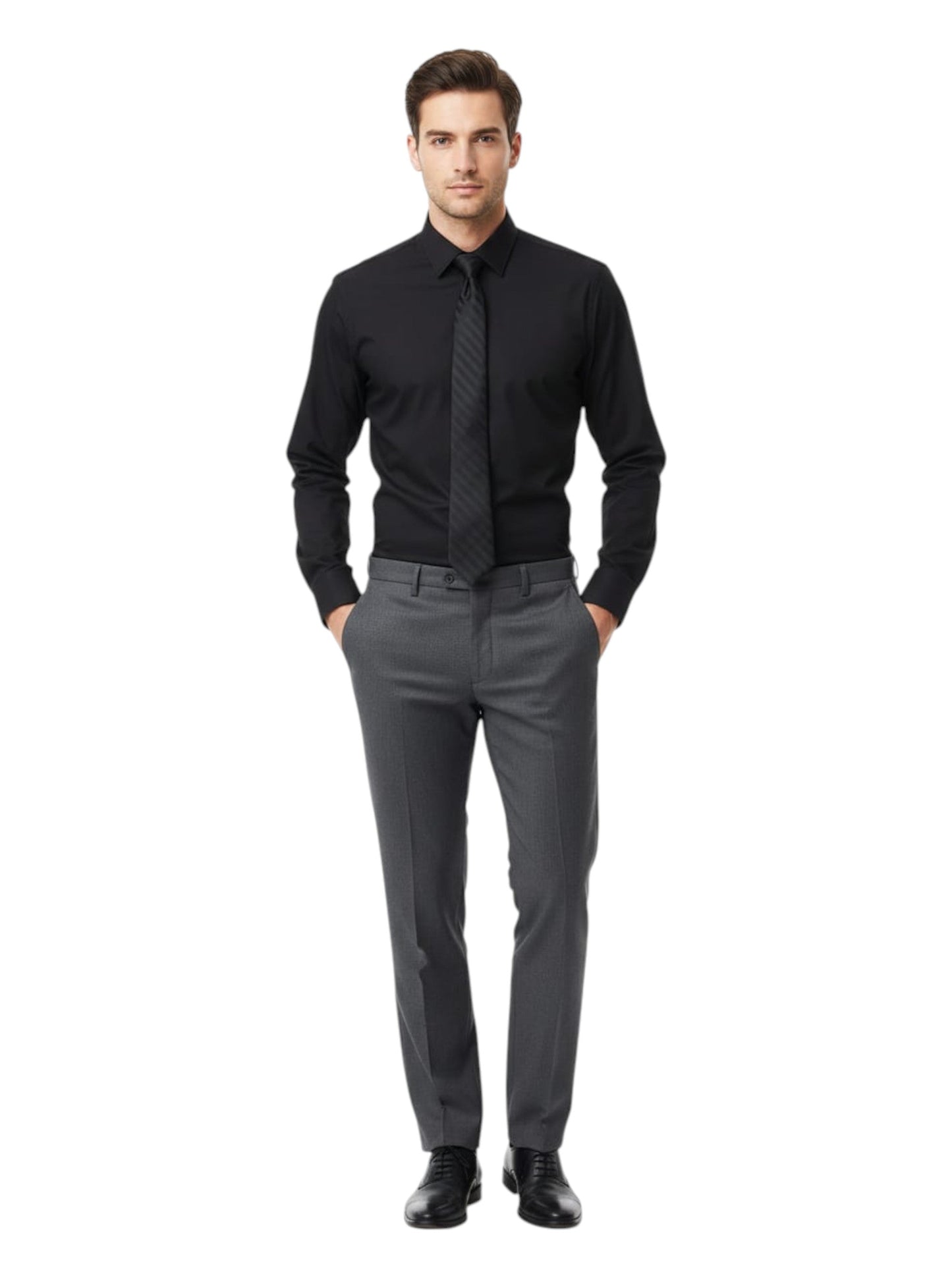 Men's Plain Dress Shirt&Tie,Black