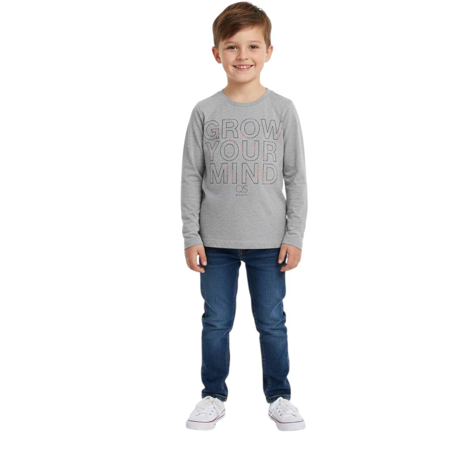 Kids Boy's Printed Top,Light Grey