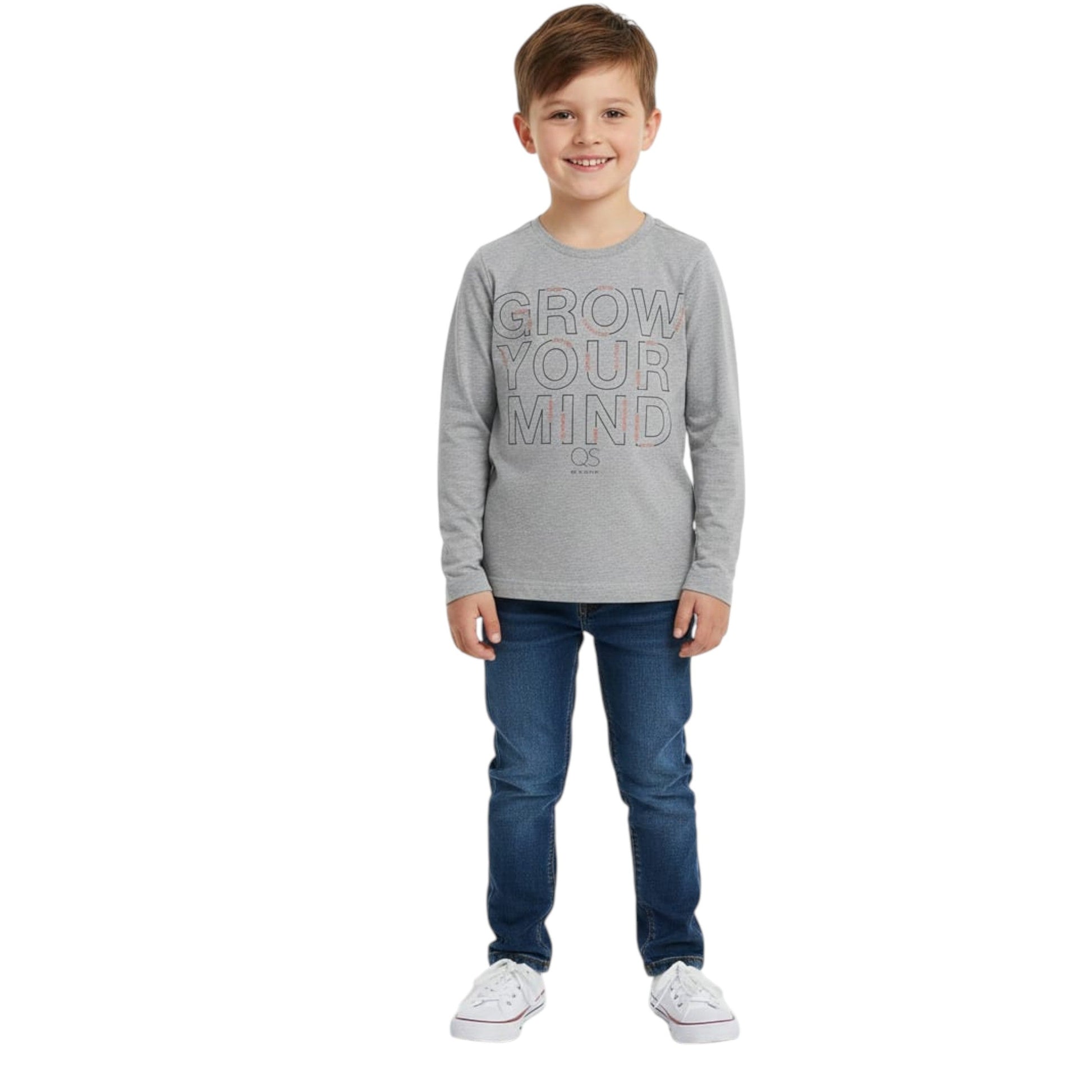 Kids Boy's Printed Top,Light Grey