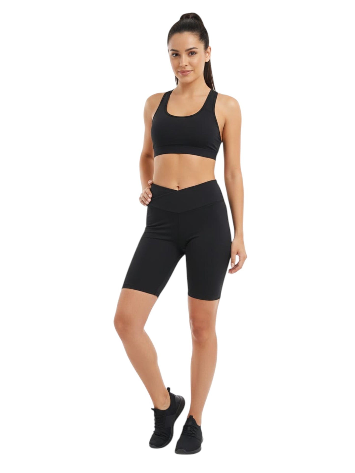 Women's Plain Solid Sport Short,Black